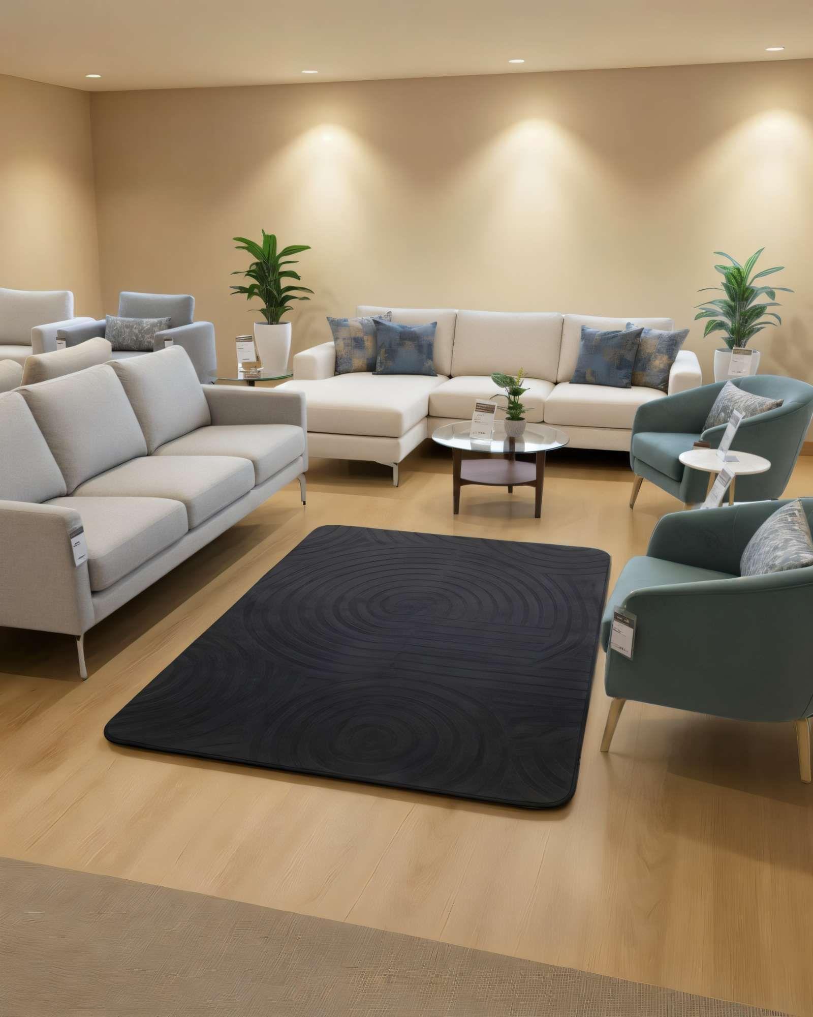 ALFOMBRA DECORATIVA TEXTURIZADA 150X200CM COLOR AZUL OSCURO -3