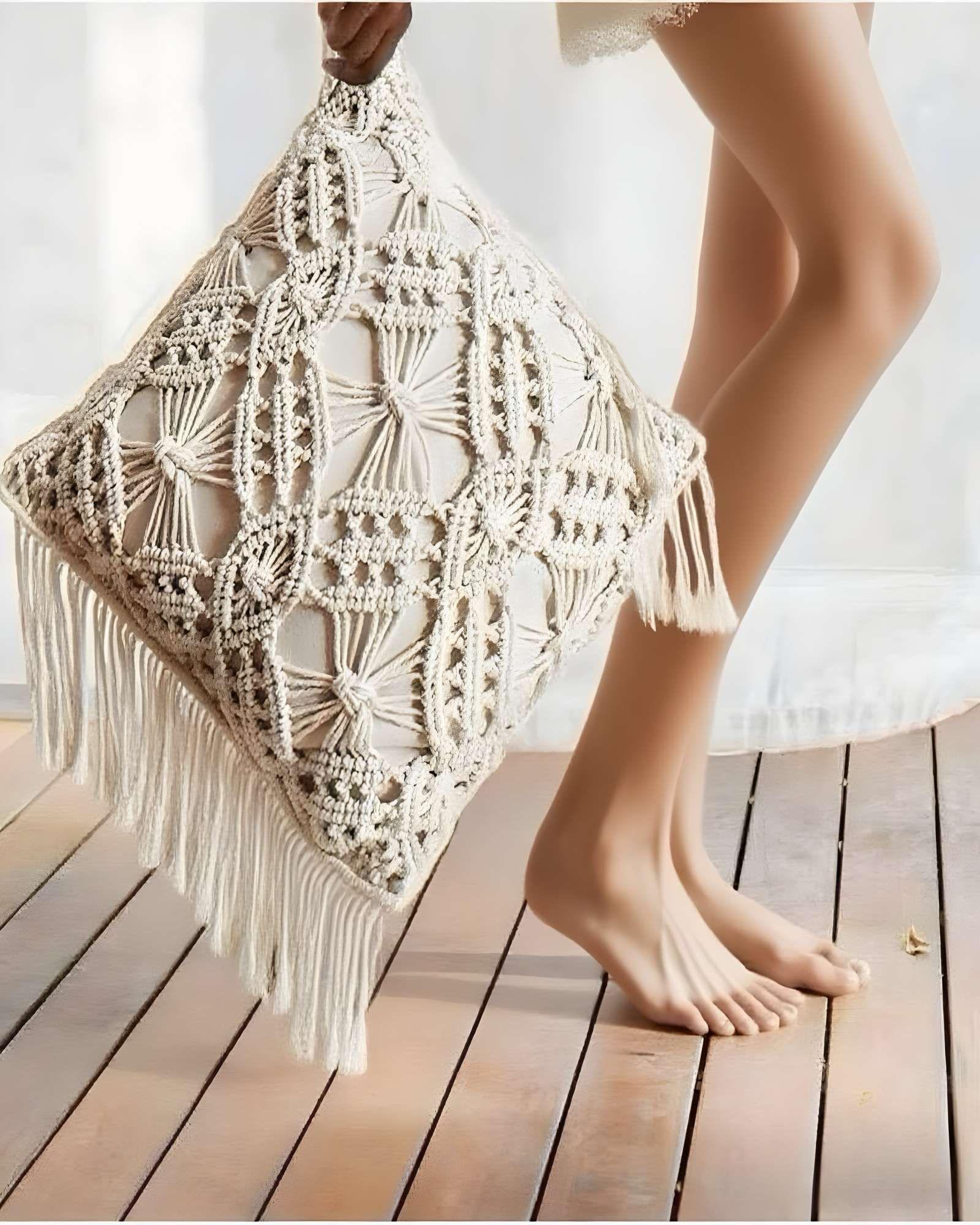 PACK DE 4 FUNDAS DE COJIN ESTILO BOHEMIO 45X45 CM BLANCO 06-3