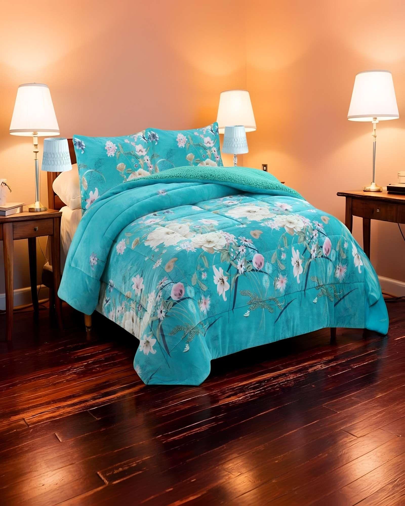 COBERTOR SHERPA 2 PLAZAS 230X250CM CELESTE B32-2