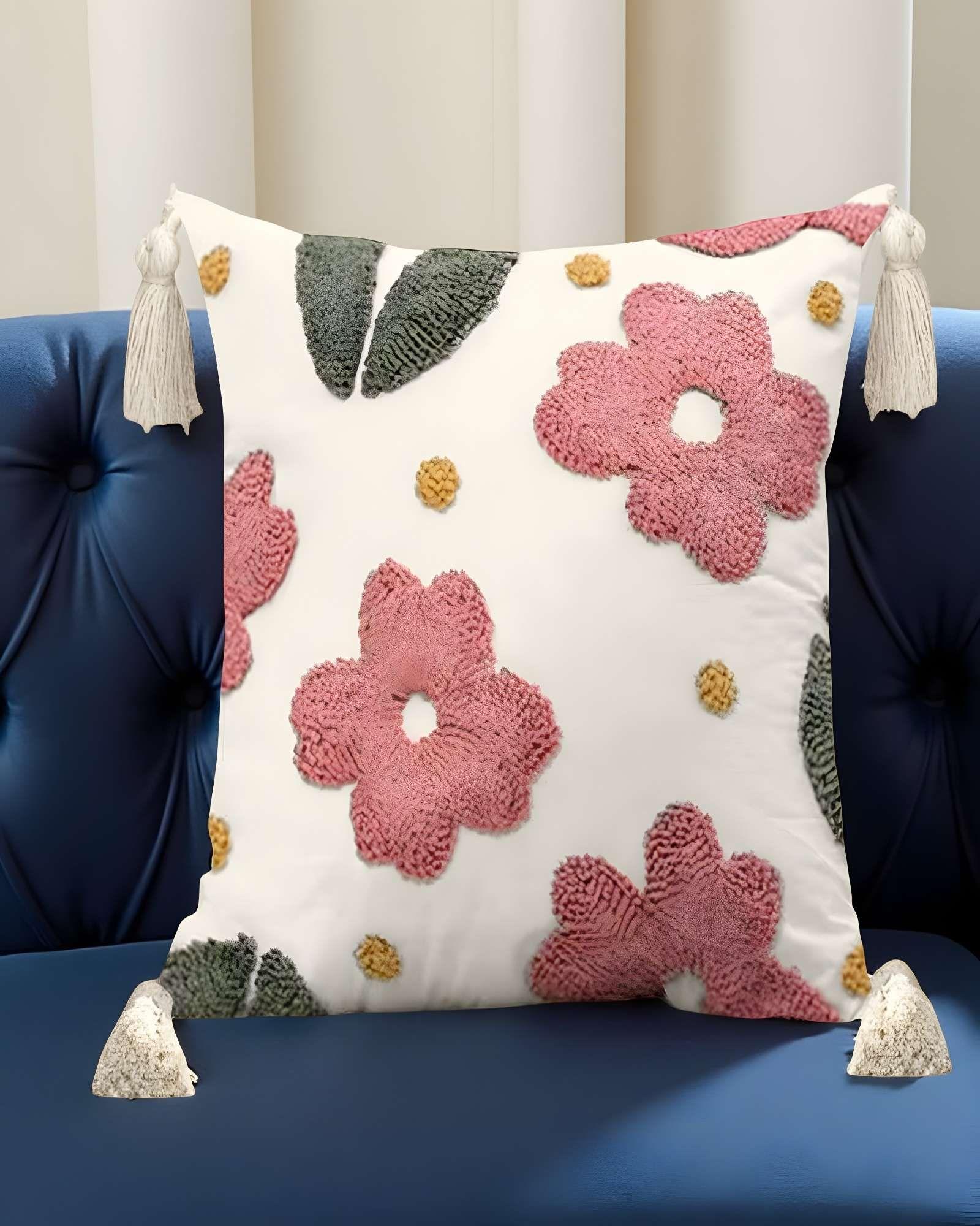 SET DE 4 FUNDAS DE COJIN TUFTING 45X45 CM BLANCO 06-2