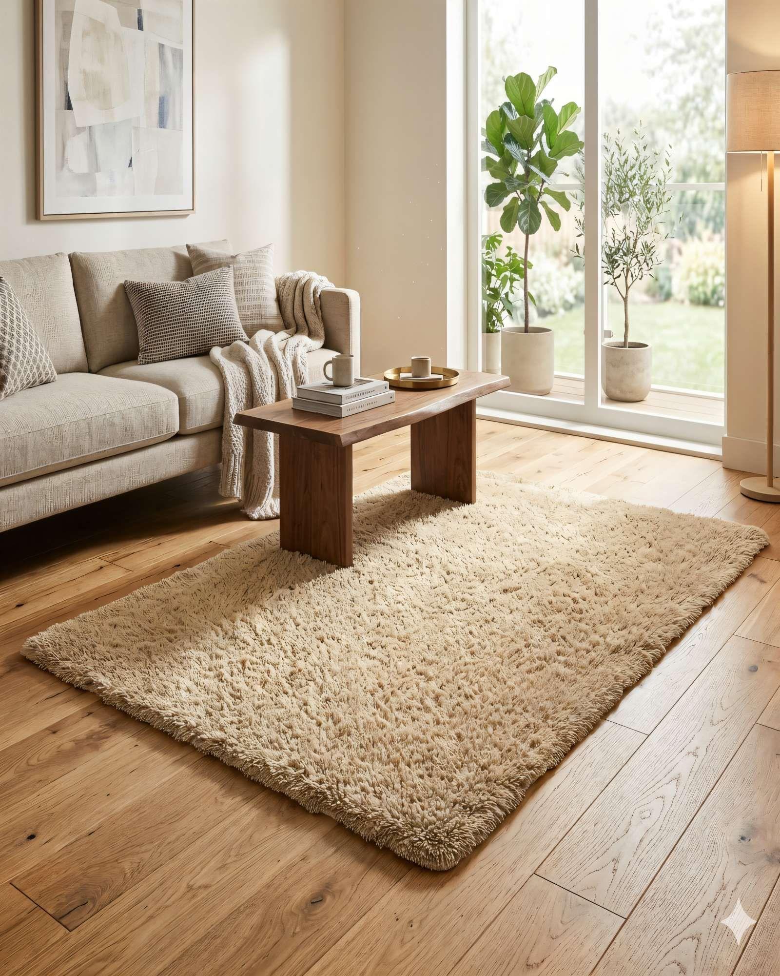 ALFOMBRA PELUDA 200X240   COLOR BEIGE 2-3