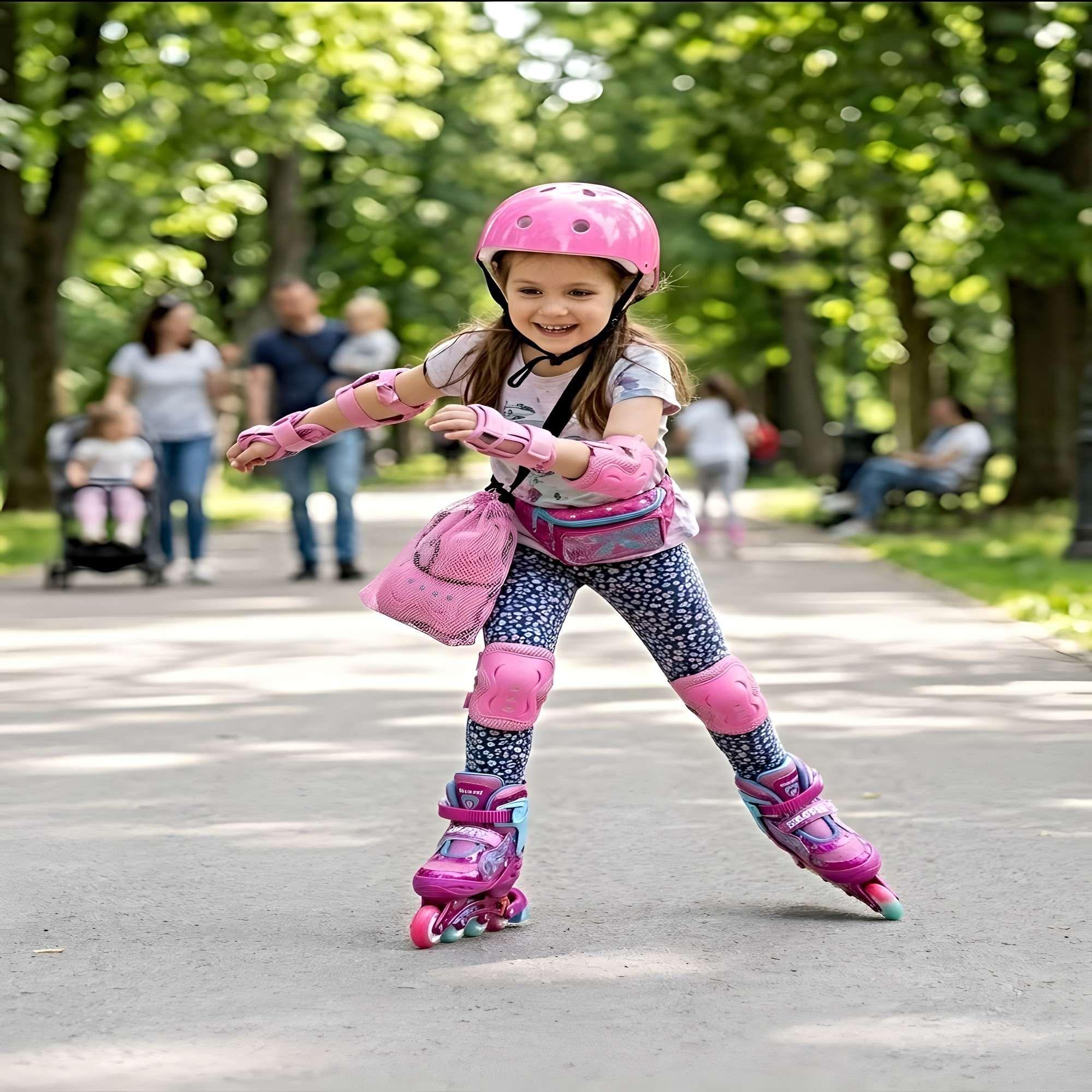 SET DE PATINES AJUSTABLES CON KIT DE SEGURIDAD  TALLA S (31-34) FUCSIA-3
