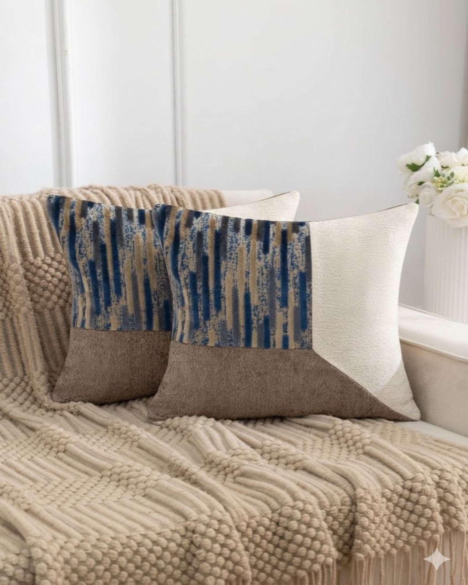 PACK DE 2 FUNDAS DE COJIN CHENILLE DE EMPALME MULTICOLOR 5-2