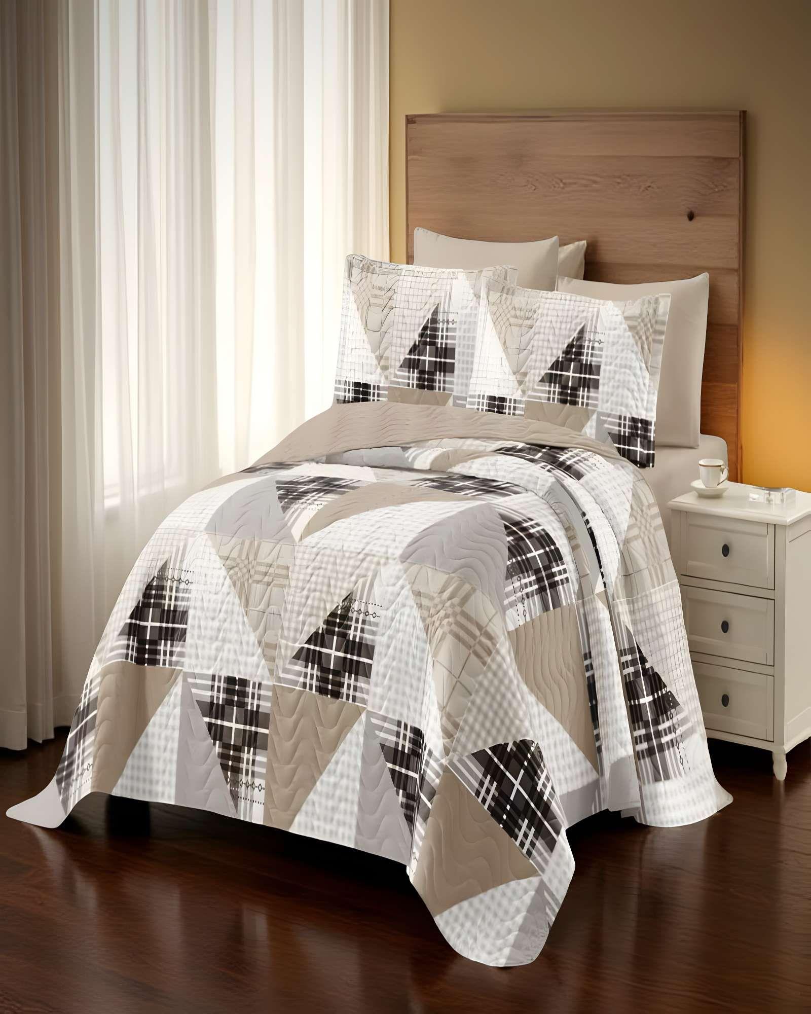 QUILT CUBRECAMA DE VERANO PLAZA Y MEDIA CAFÉ-3