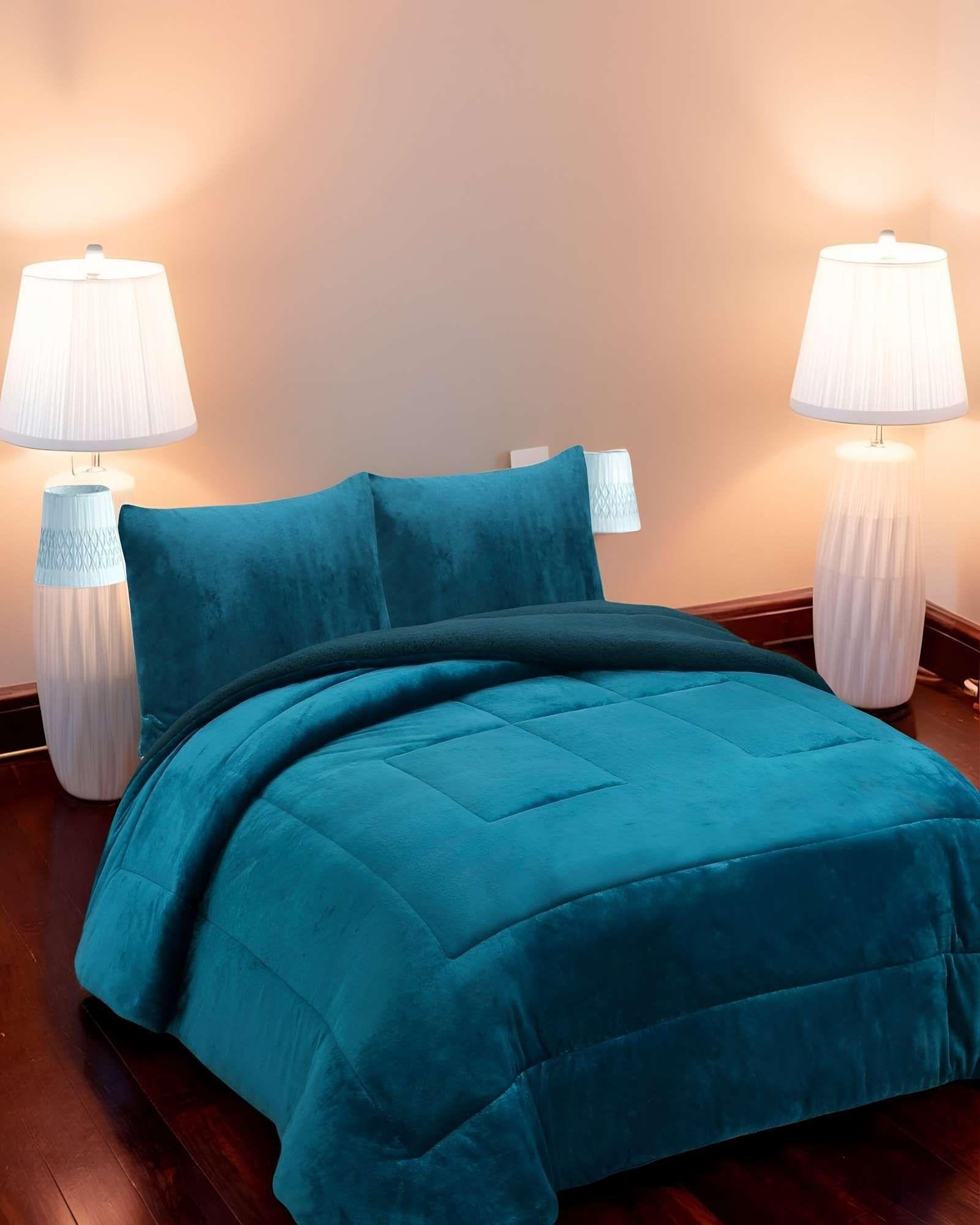 COBERTOR SHERPA PLAZA Y MEDIA 180X200CM TURQUESA B13-2