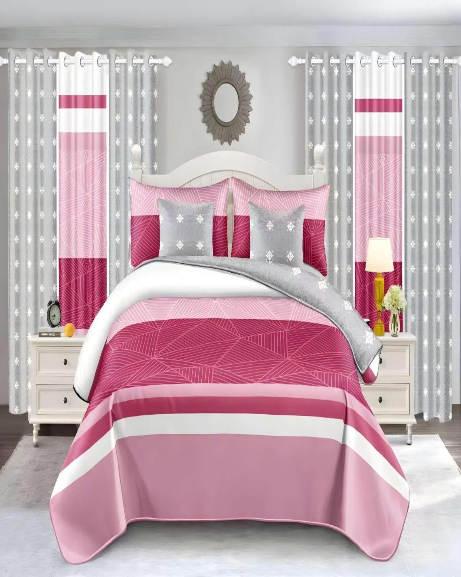 SET DE CAMA DE 9 PIEZAS INCLUYE CUBRECAMA MAS JUEGO DE SABANAS MAS CORTINAS 13-3