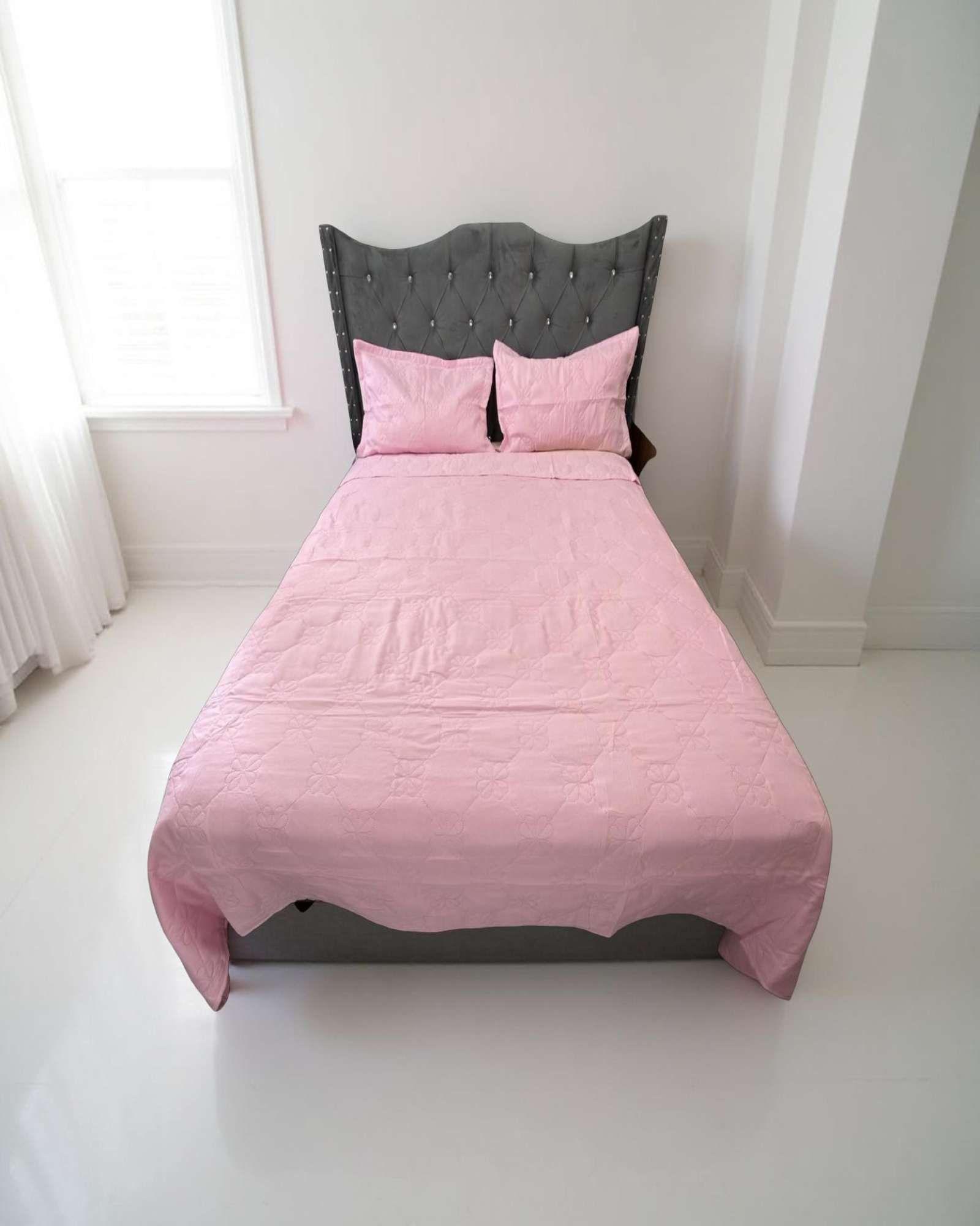 QUILT COLCHA DE LUJO VERANO DELGADO 2 PLAZAS ROSA-3