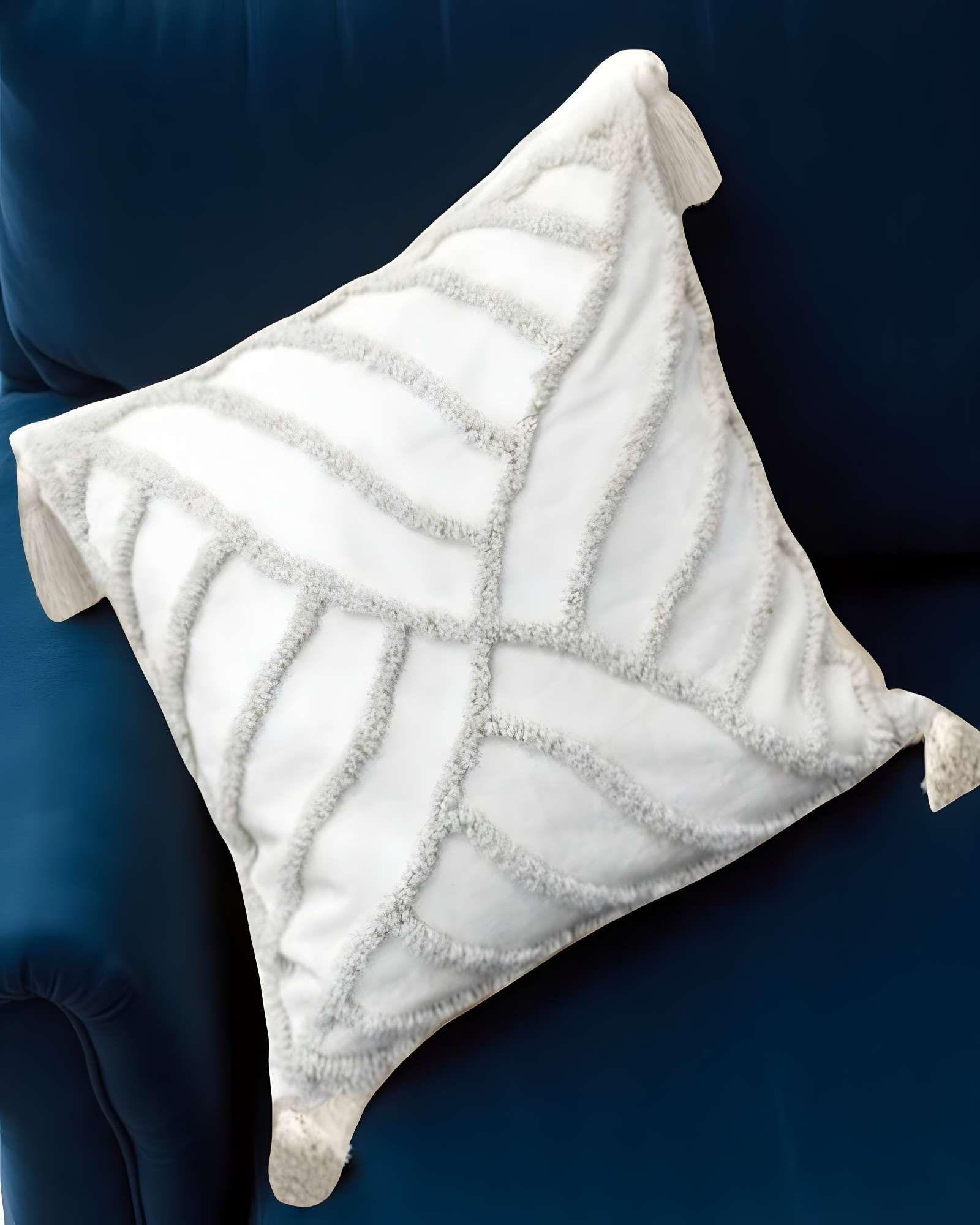 SET DE 2 FUNDAS DE COJIN TUFTING 45X45 CM BLANCO 09-3