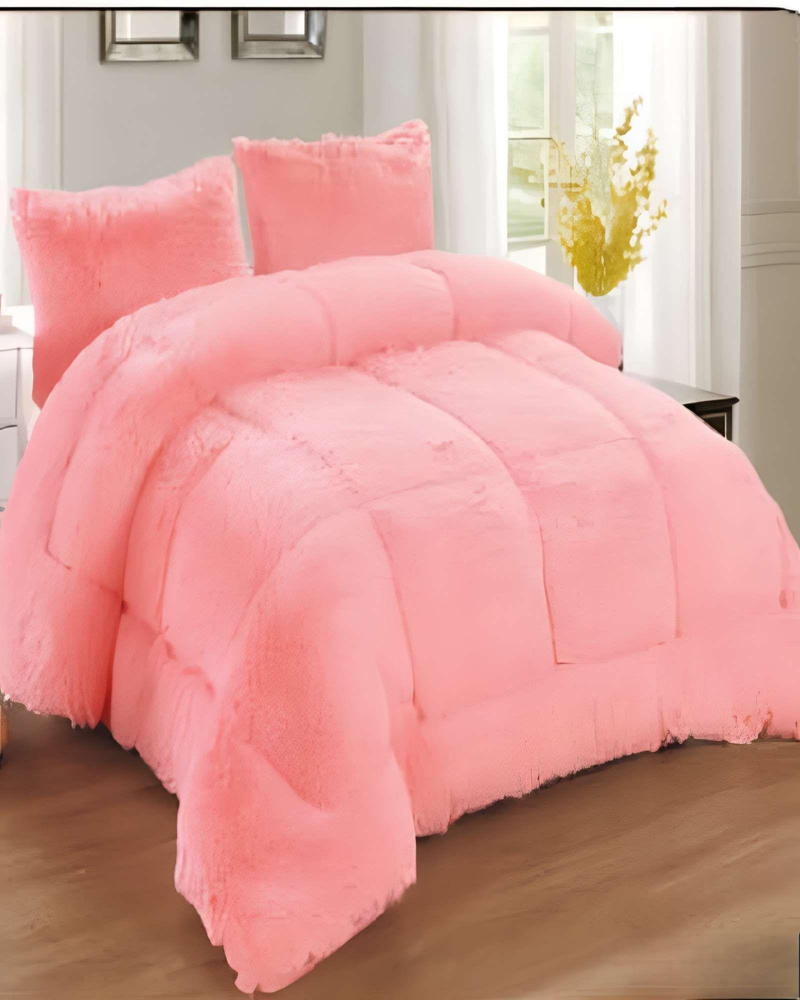 COBERTOR CON CHIPORRO PELUDO 2 PLAZAS 230X250CM ROSA-2