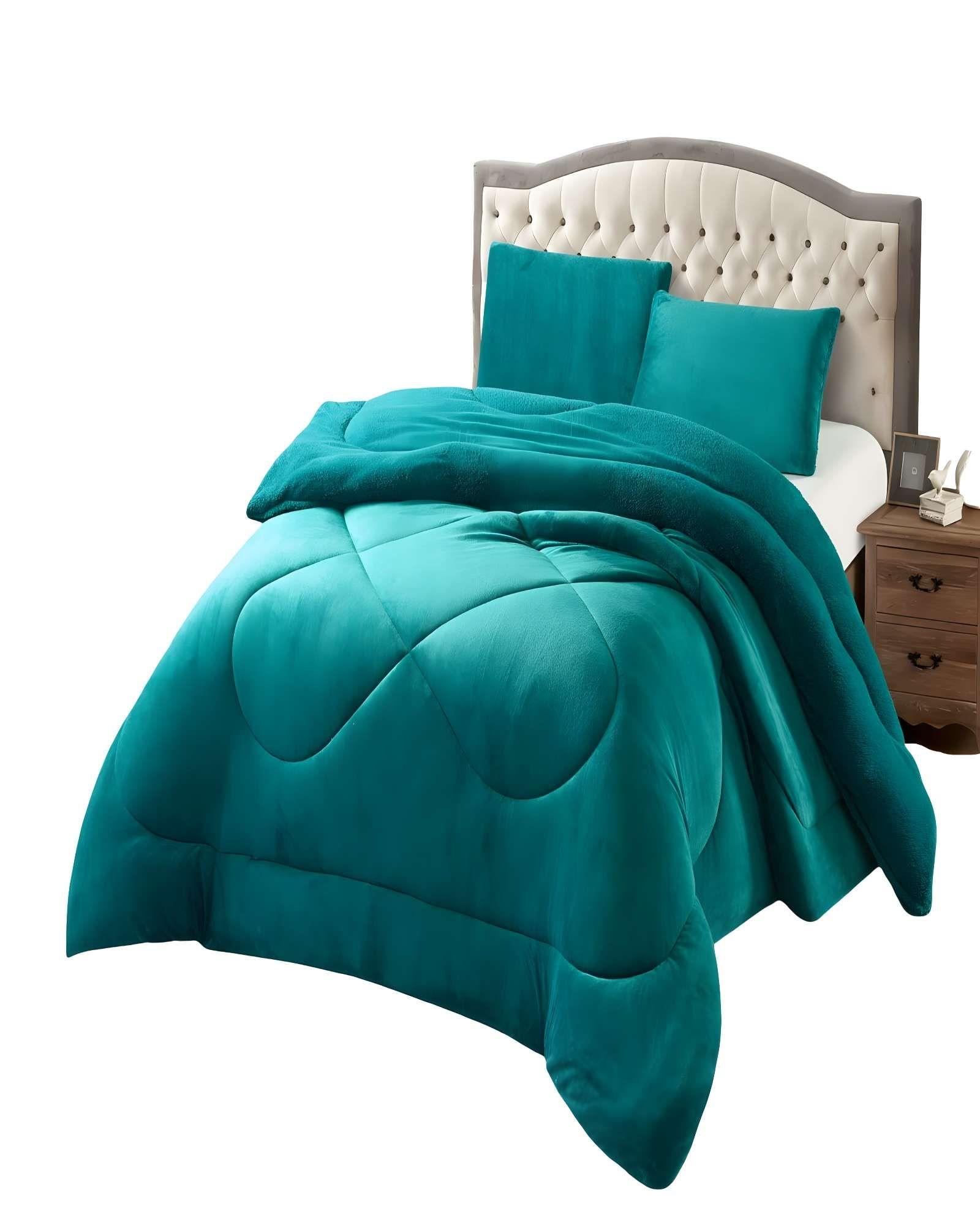 COBERTOR SHERPA PLUSH CS KING TURQUESA-0