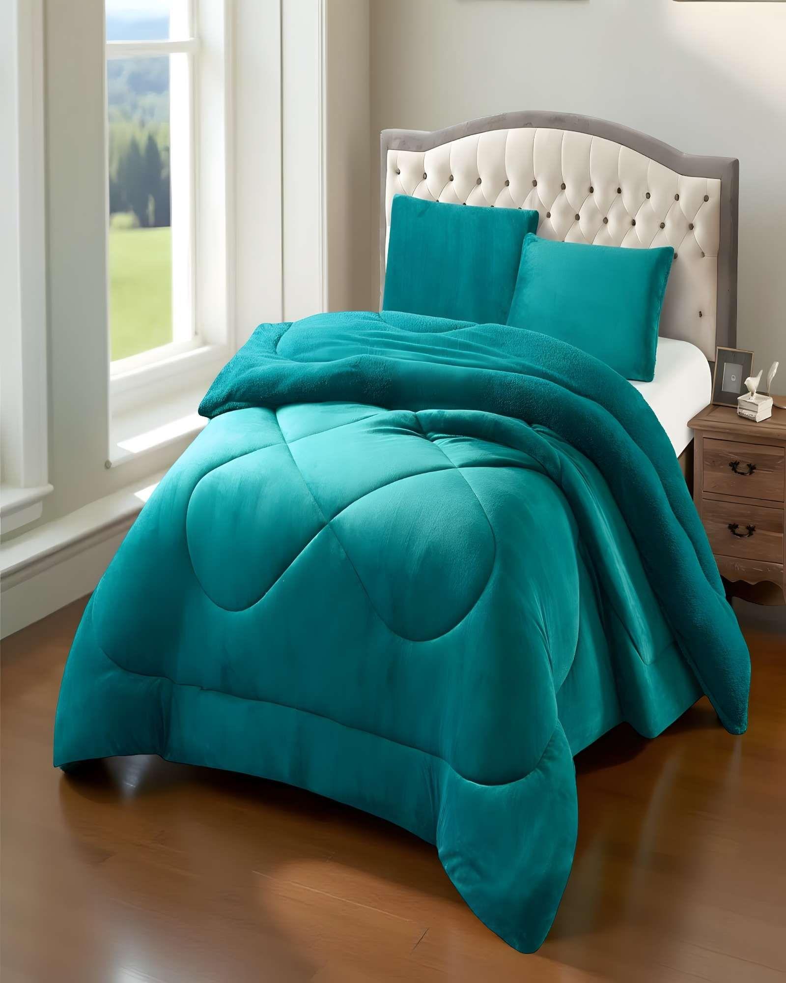 COBERTOR SHERPA PLUSH CS KING TURQUESA-2