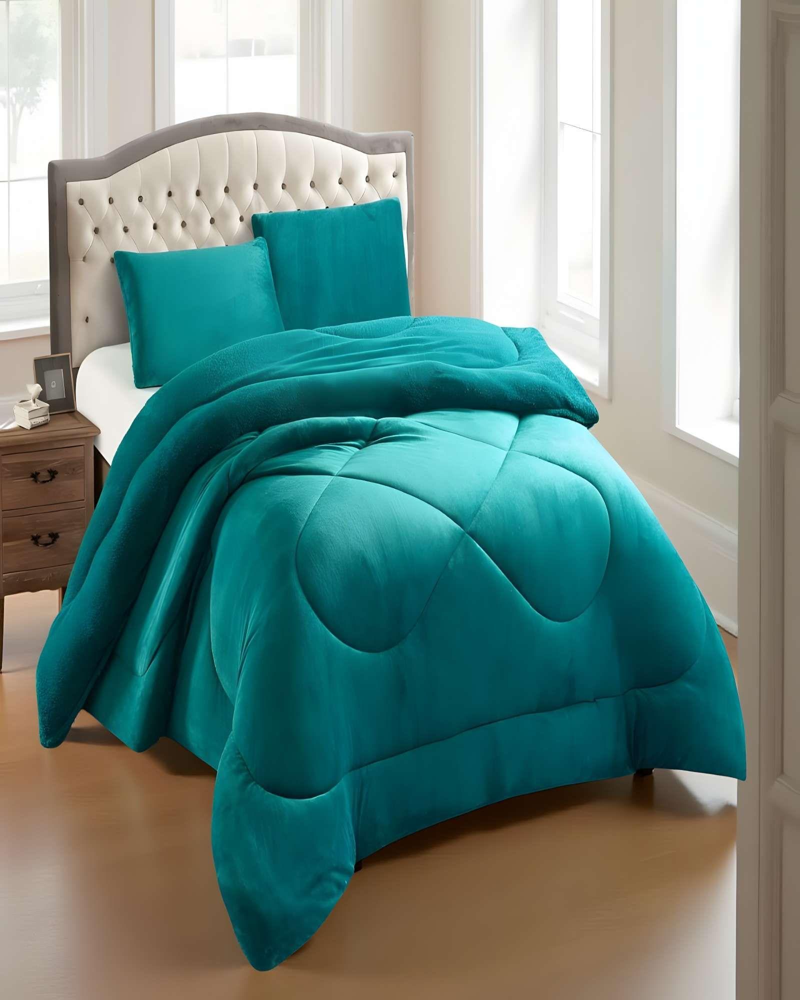 COBERTOR SHERPA PLUSH CS KING TURQUESA-3