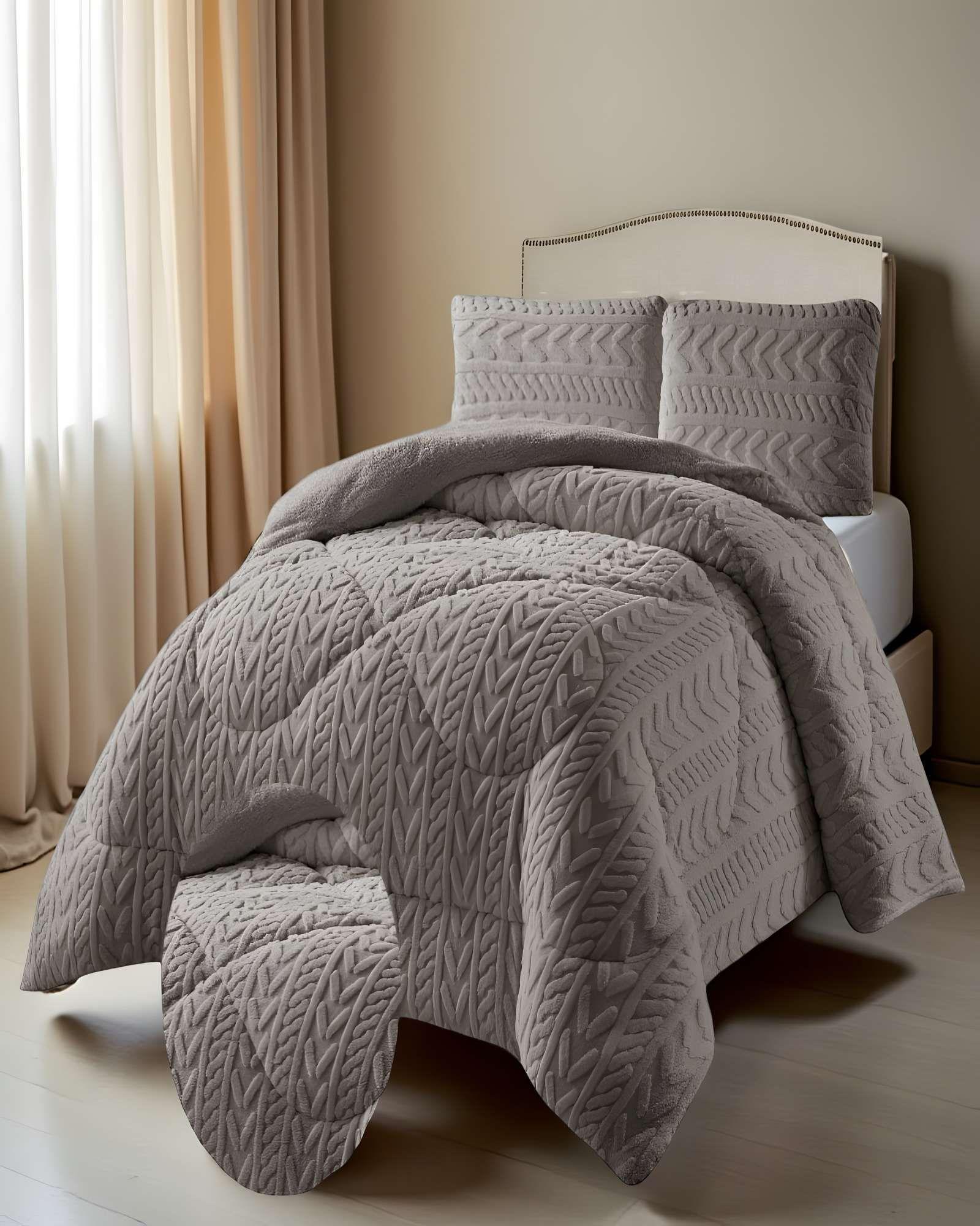 COBERTOR SHERPA TEXTURIZADO RM KING GRIS-2