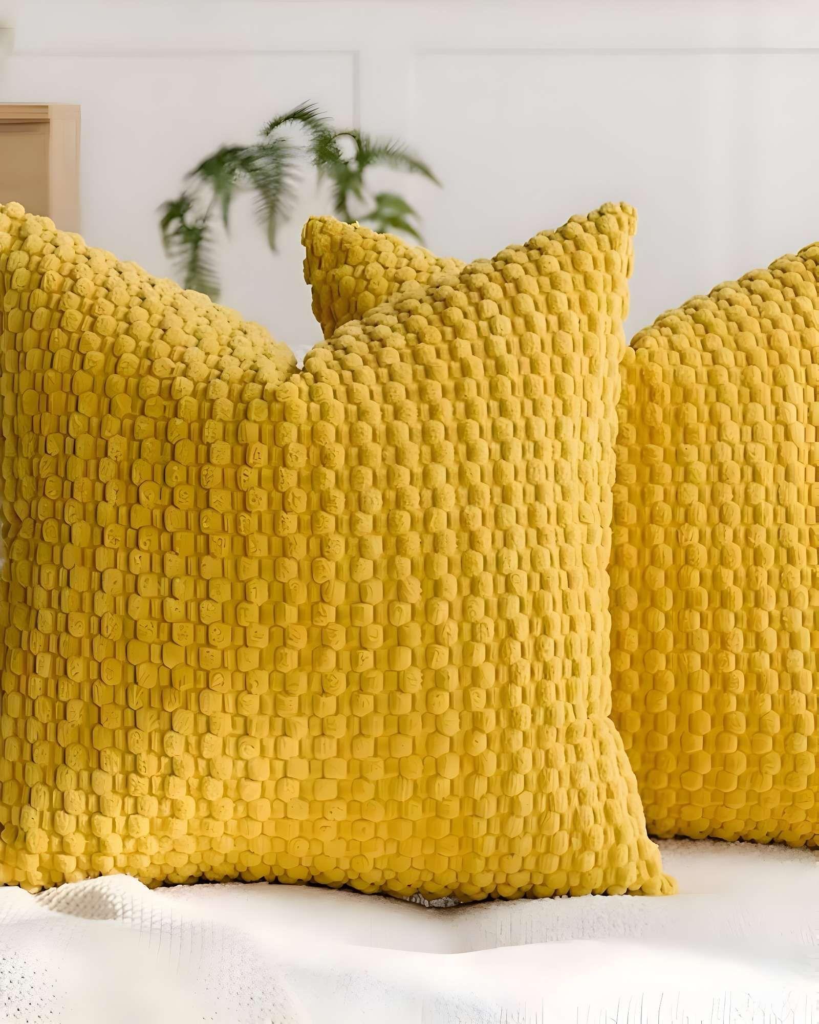 SET DE 2 FUNDAS DE COJINES DISEÑO DE MAIZ 45CM X 45 CM AMARILLO-3
