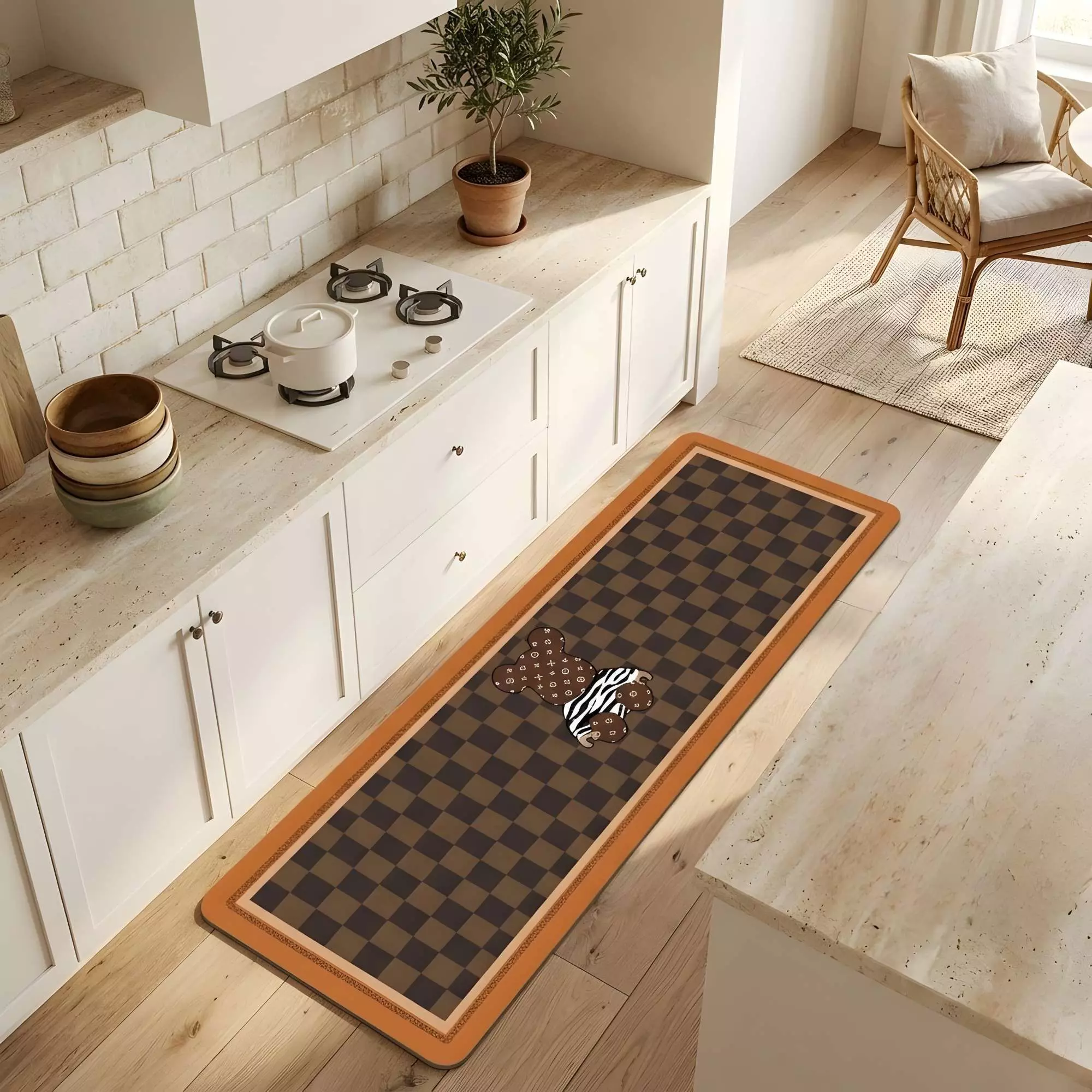 DUO DE  ALFOMBRAS DE GOMA MINIMALISTAS PARA COCINA B15-2