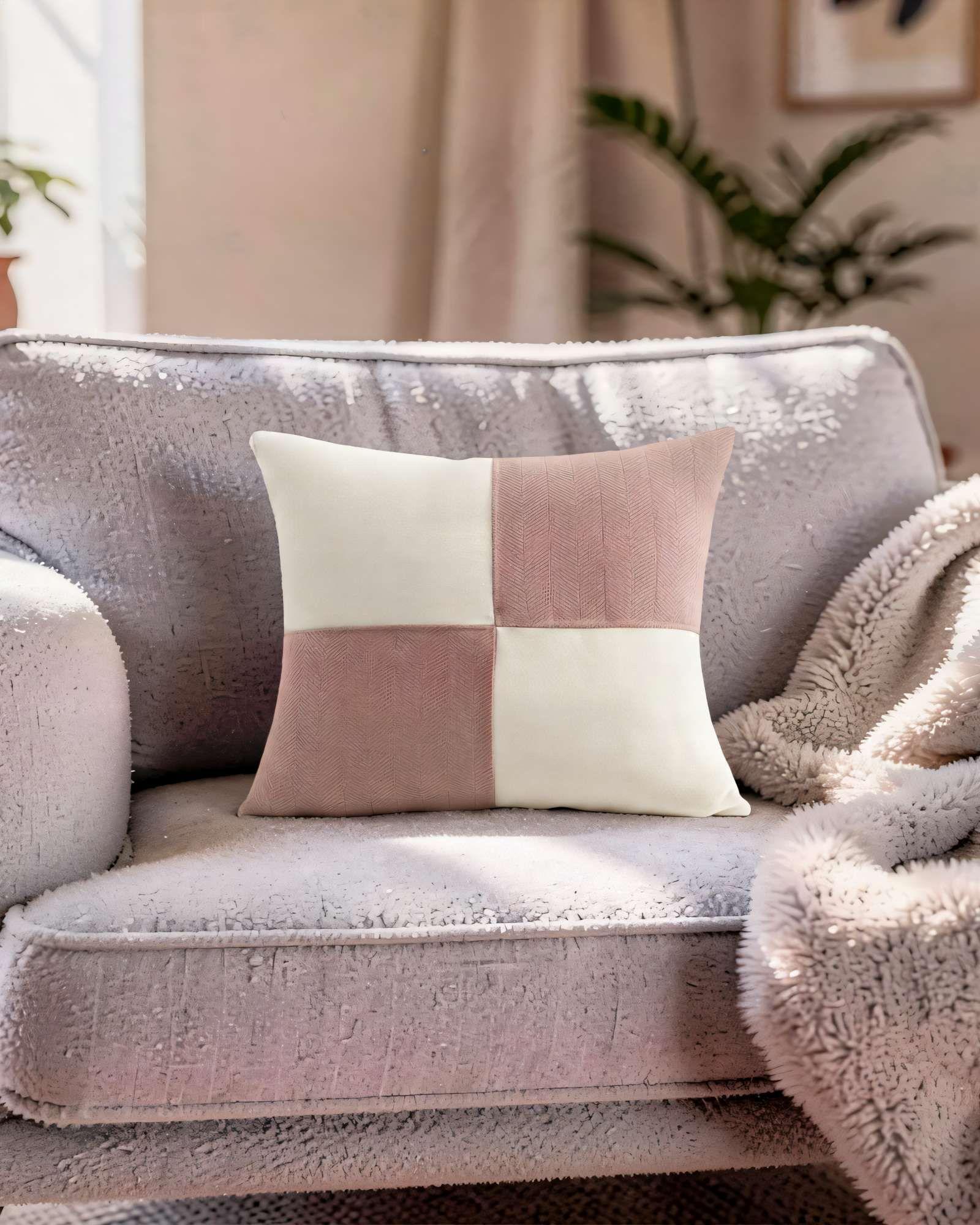 SET DE 2 FUNDAS DE COJIN 45CMX45CM  CHENILLE ROMBO COLOR ROSA-2