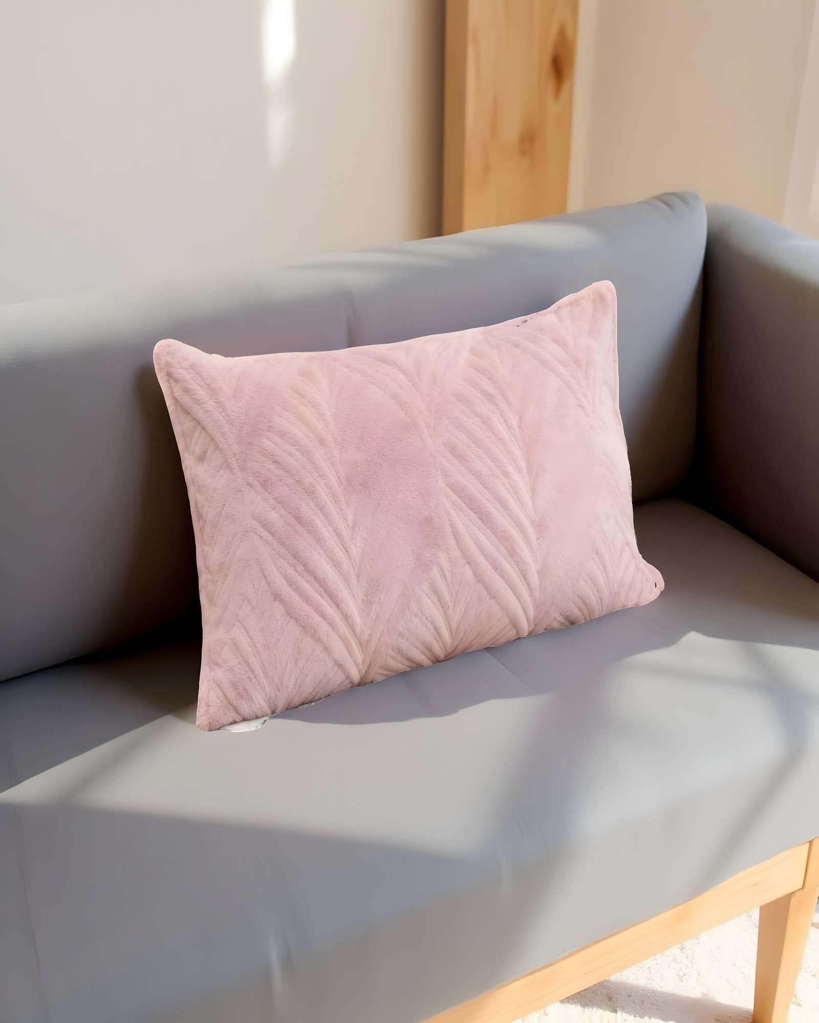 SET DE 4 FUNDAS DE COJIN SERIE HOJAS 30X50 CM ROSA-3