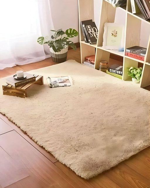 Alfombra peluda Suave 240 x 200 cm Primera Calidad Beige-1