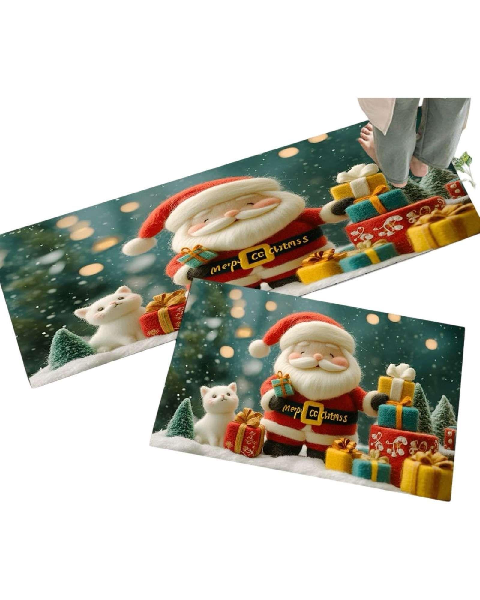 ALFOMBRA DECORATIVA PARA COCINA CON DISEÑO NAVIDEÑO T04-2