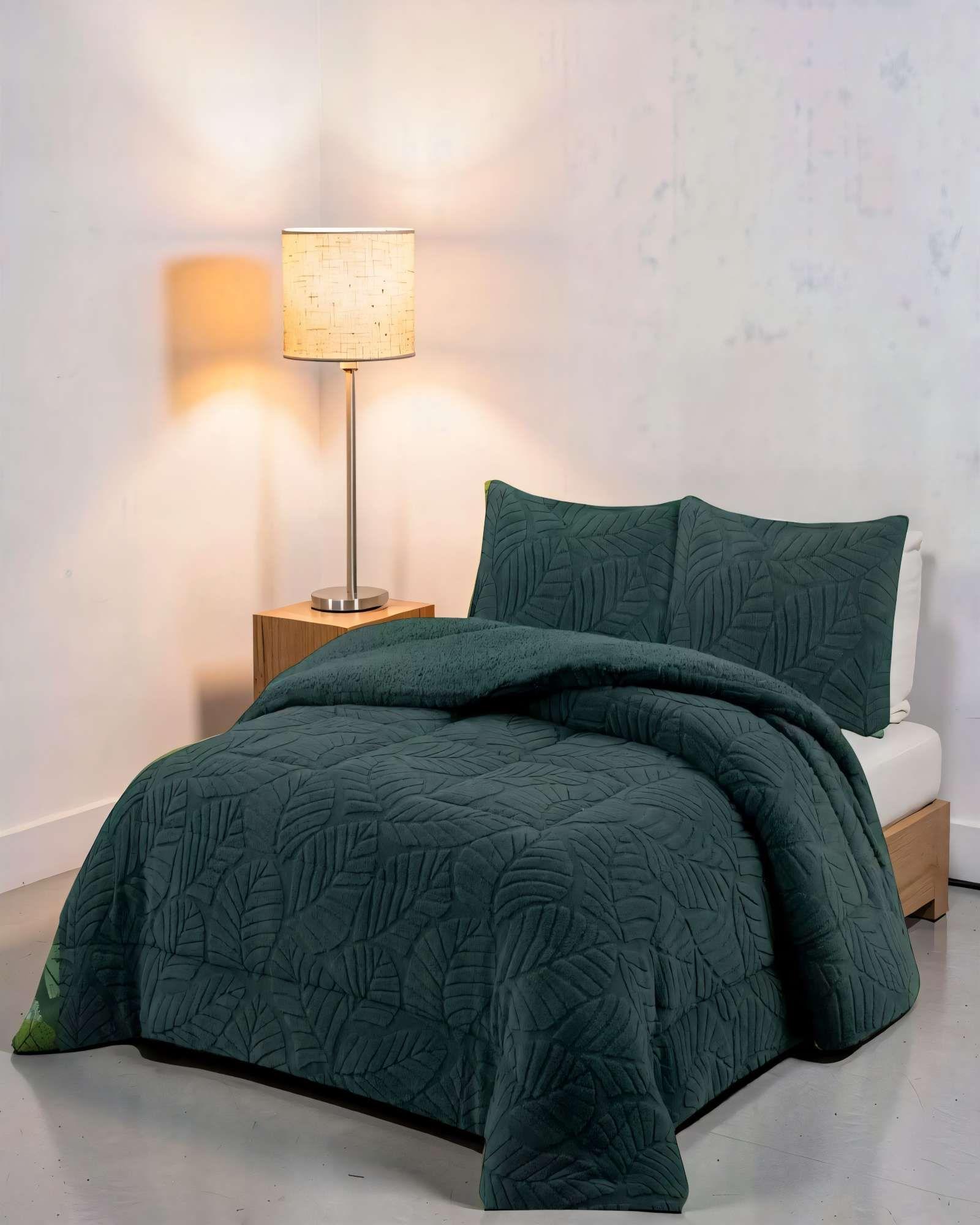 CUBRECAMA DE RELIEVE  2 PLAZAS COLOR VERDE-3