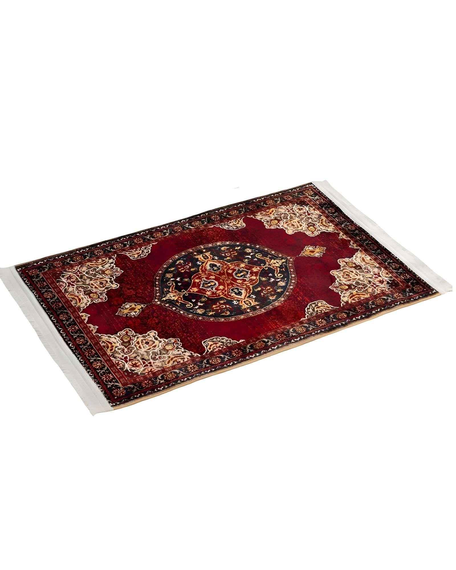 ALFOMBRA DECORATIVA CON FLEQUILLOS 80X120 ROJO P1-1