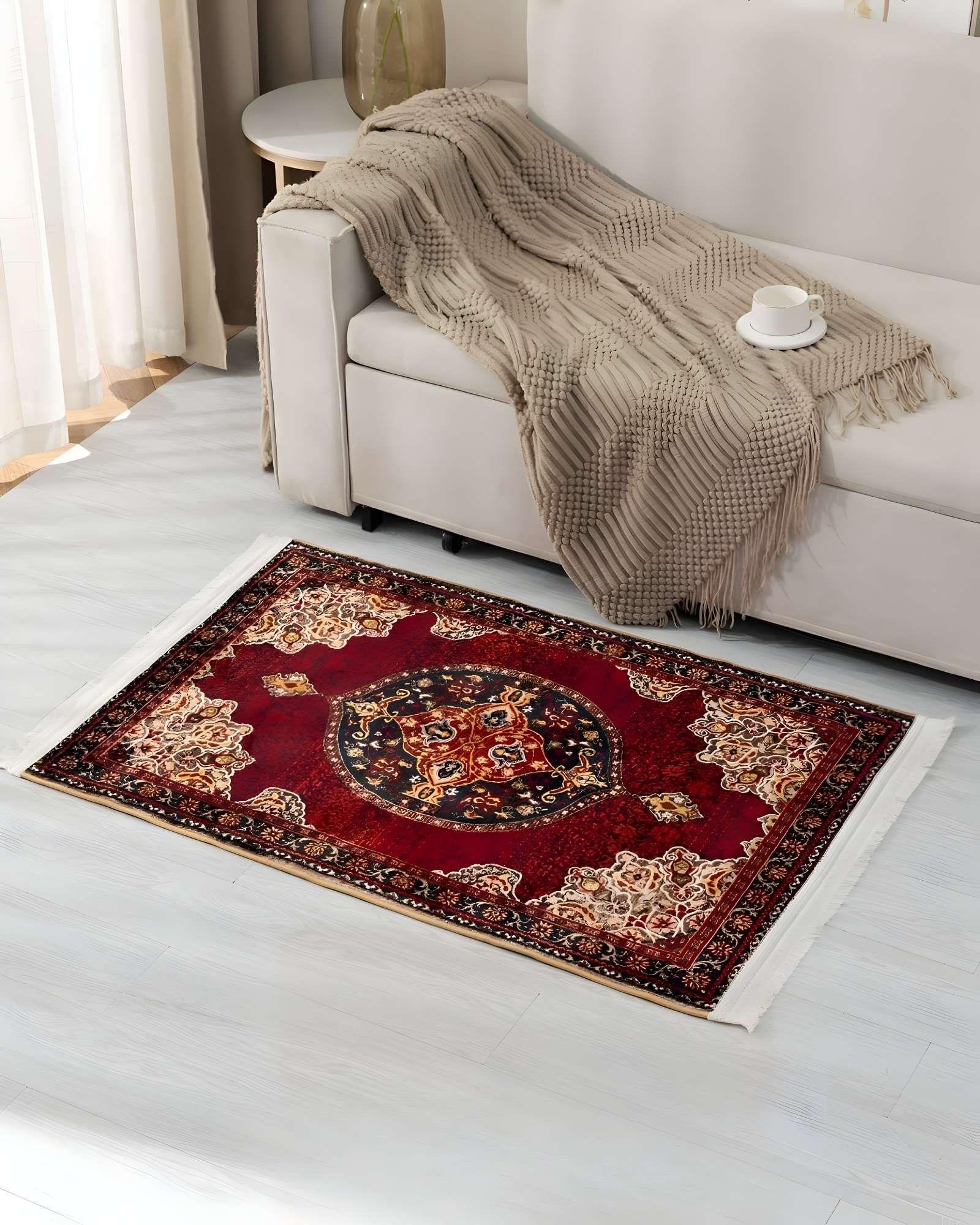 ALFOMBRA DECORATIVA CON FLEQUILLOS 80X120 ROJO P1-3