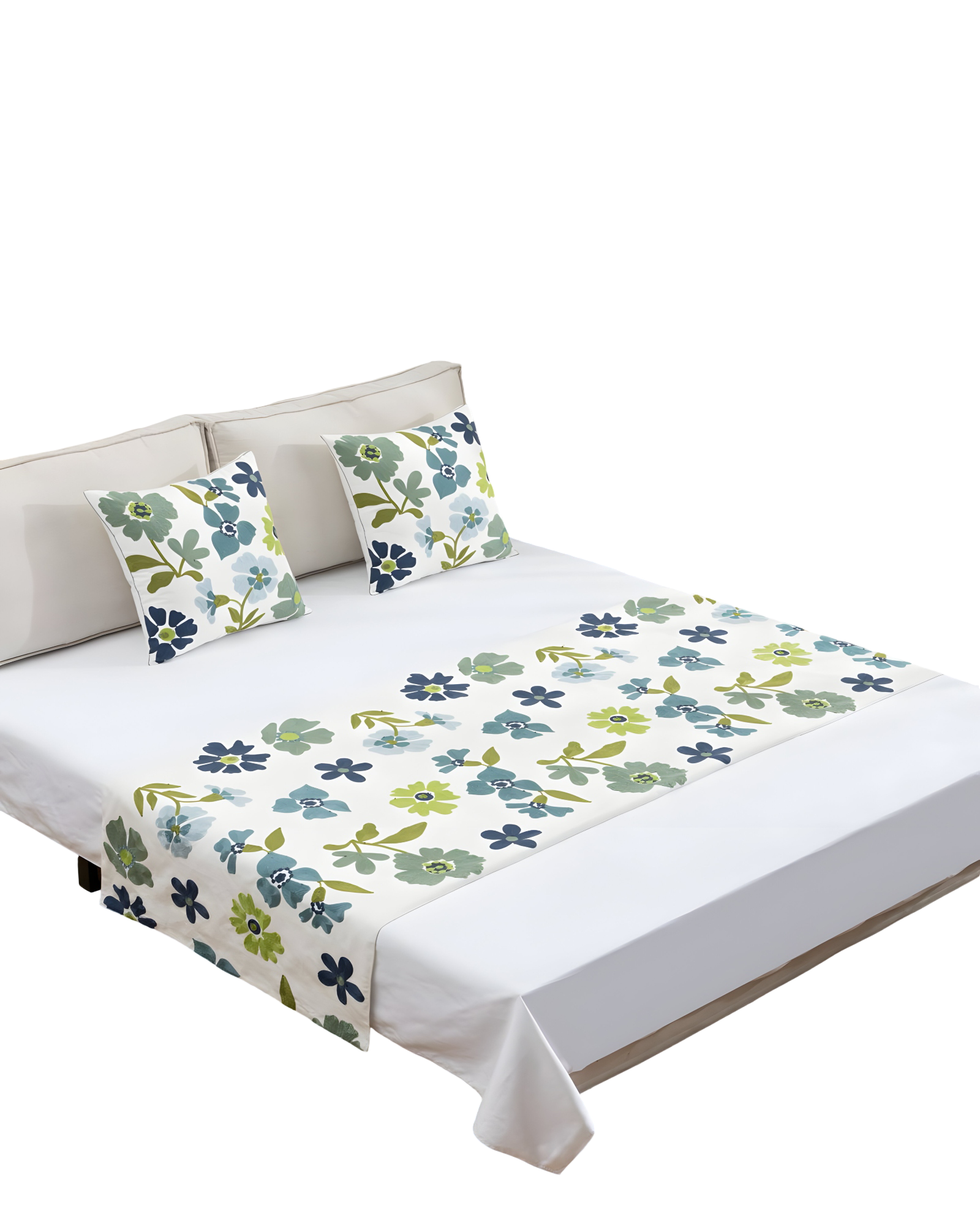 SET DE PIECERA BORDADA CON DOS FUNDAS BLANCO 09-0