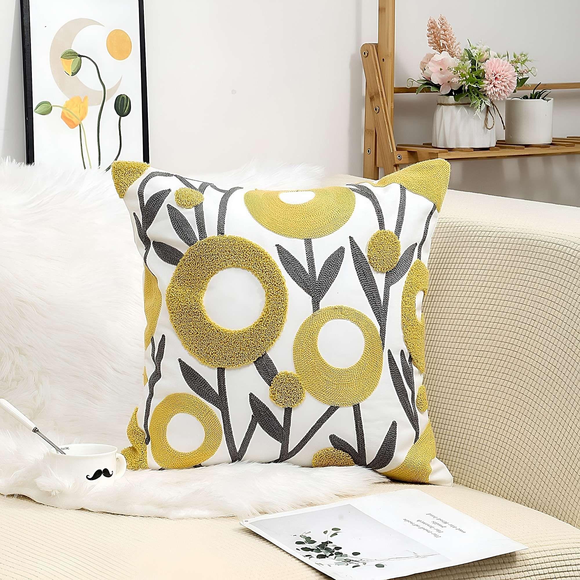 SET DE 4 FUNDAS DE COJIN BORDADA SIN BORLAS 45X45 CM F38-2