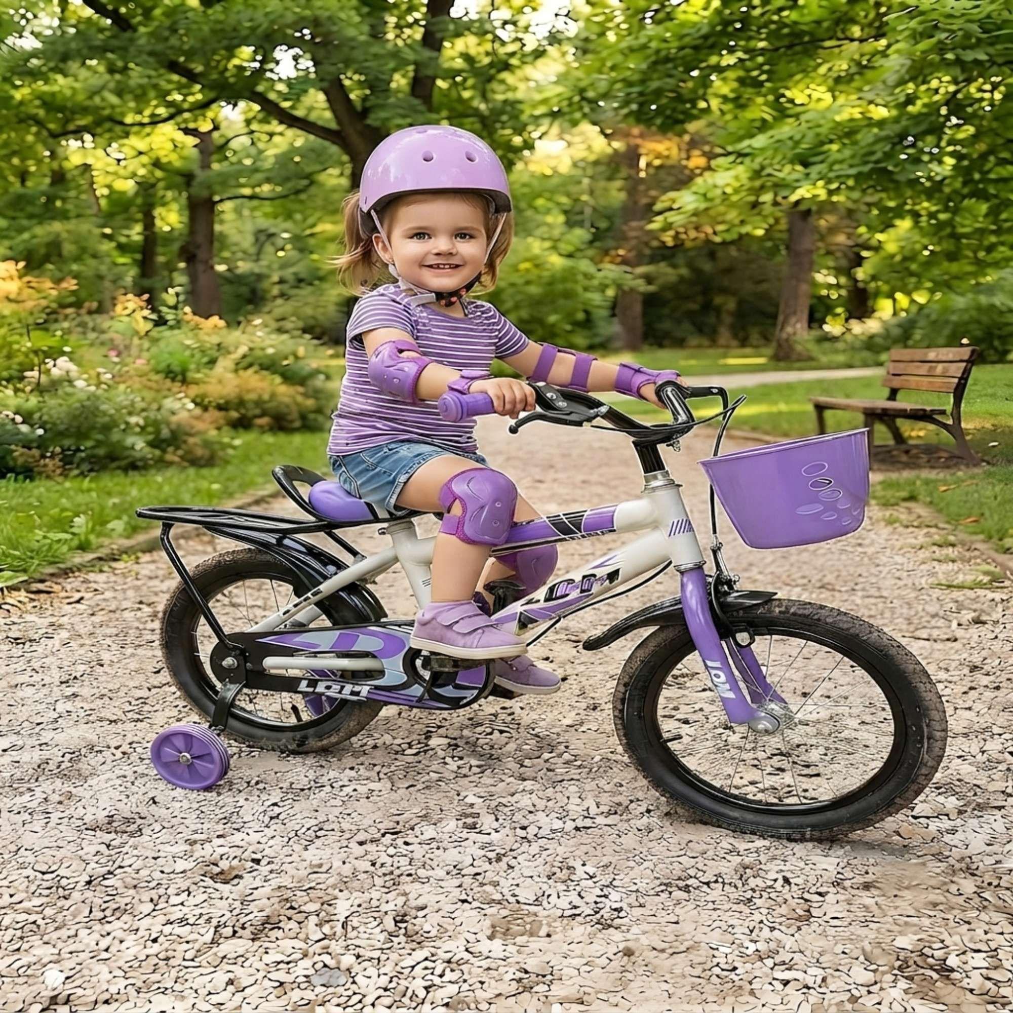BICICLETA PARA NIÑOS ARO 14 CON RUEDITAS MAS KIT DE SEGURIDAD LILA-3