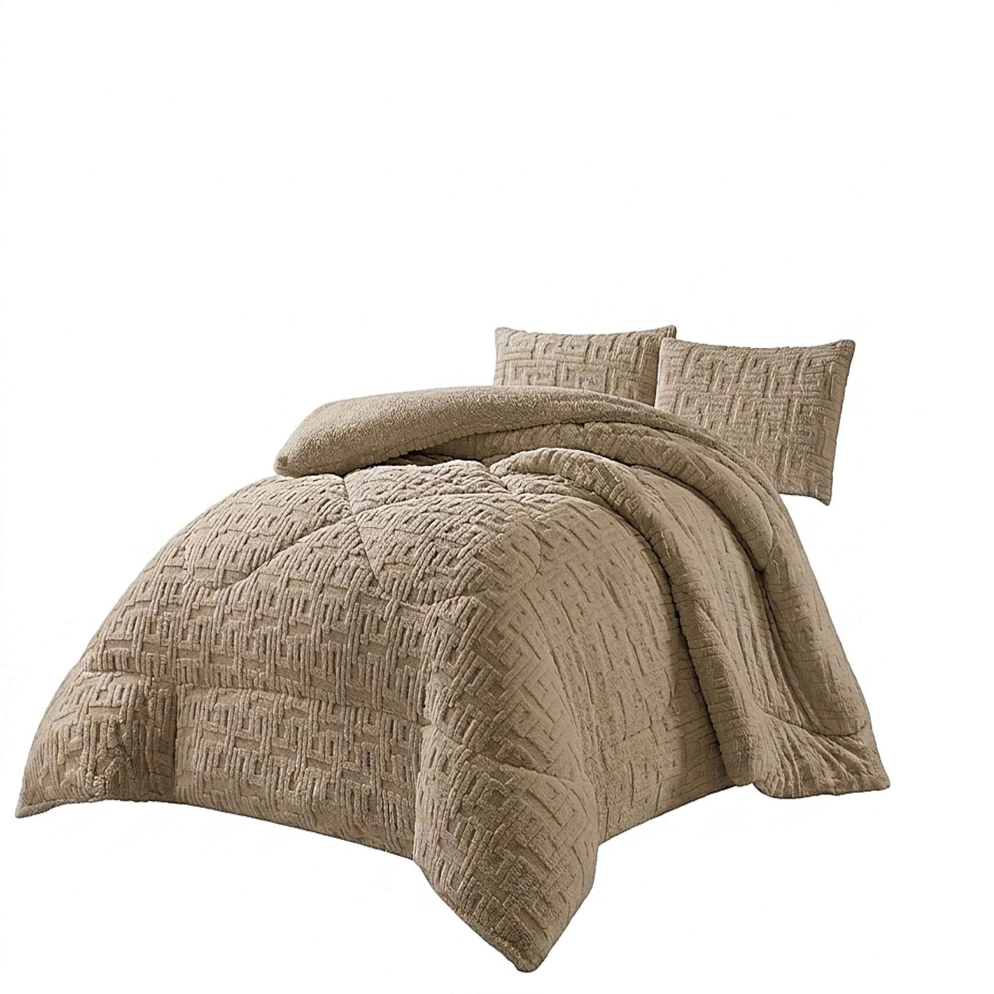 COBERTOR SHERPA TEXTURIZADO RH KING CAFÉ CLARO-3