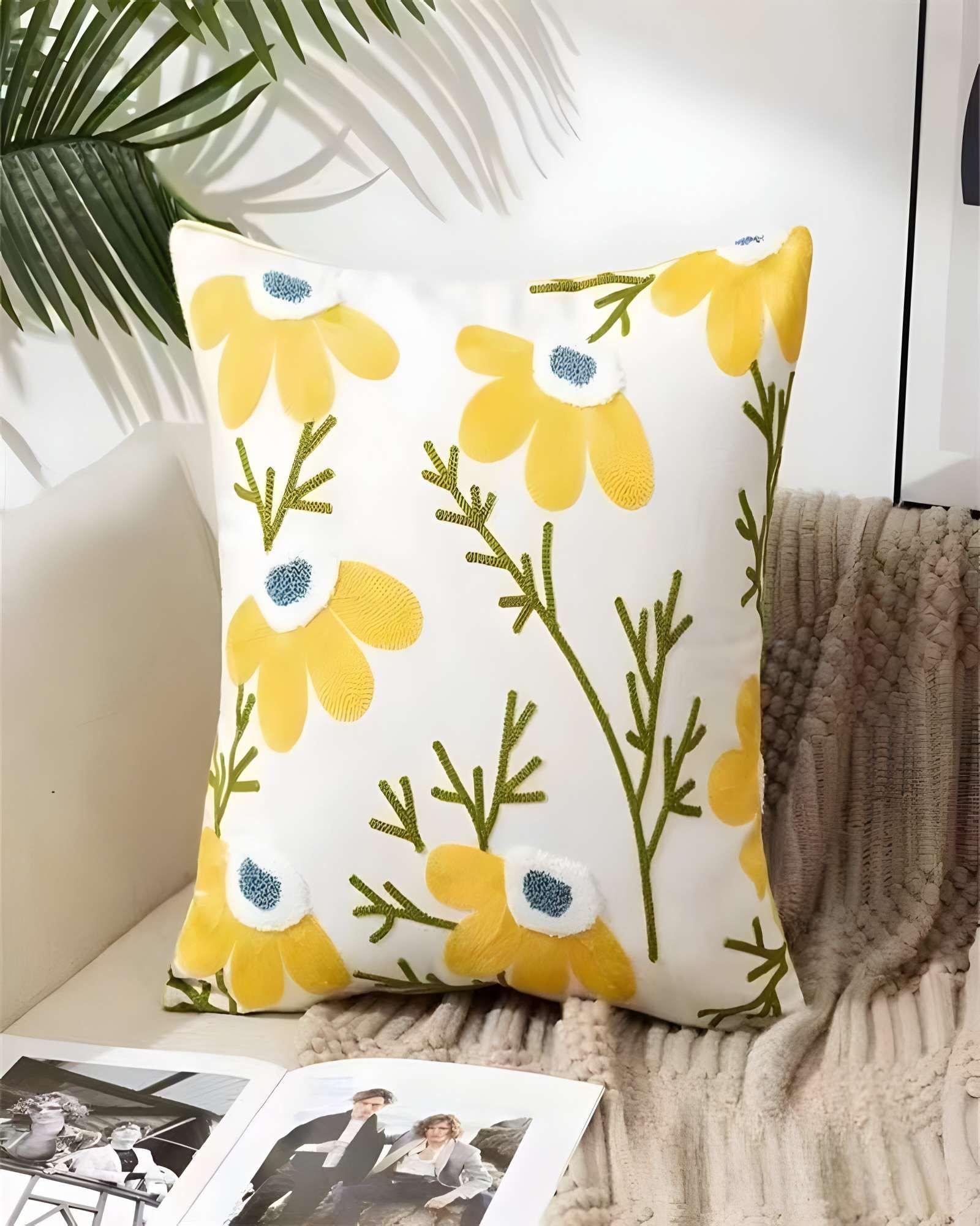 SET DE 4 FUNDAS DE COJIN BORDADAS 45X45CM BLANCO 06-3