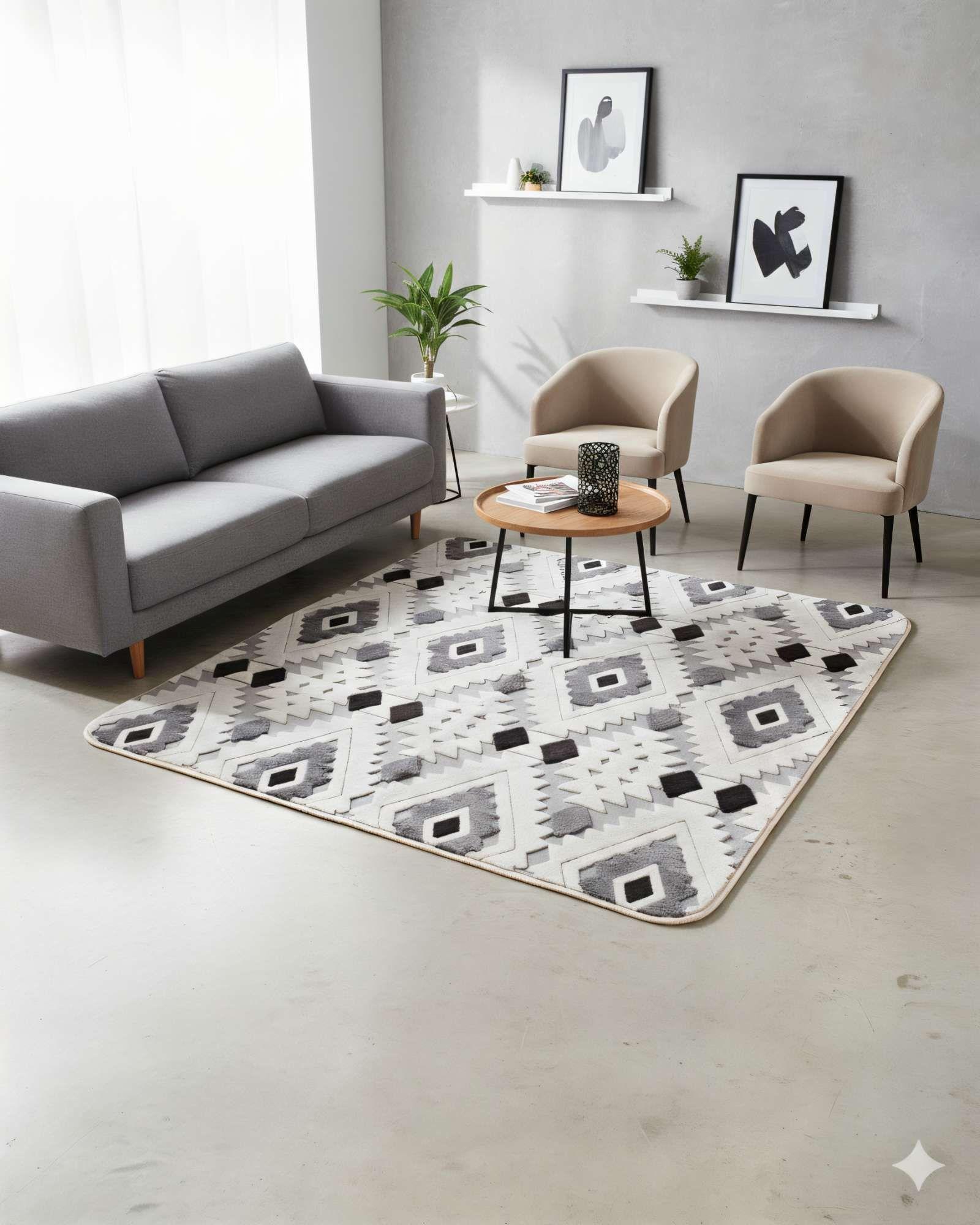 ALFOMBRA DECORATIVA TEXTURIZADA 150X200CM CON DISENO F1 -3