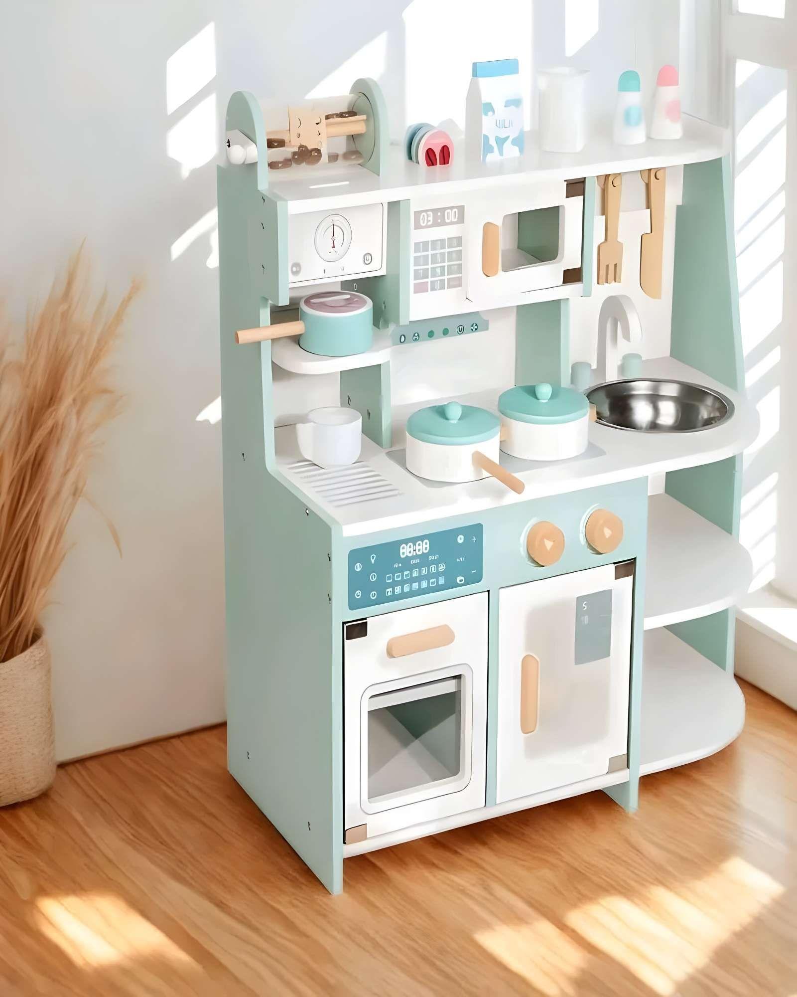 COCINA INFANTIL DE MADERA VERDE MENTA-2