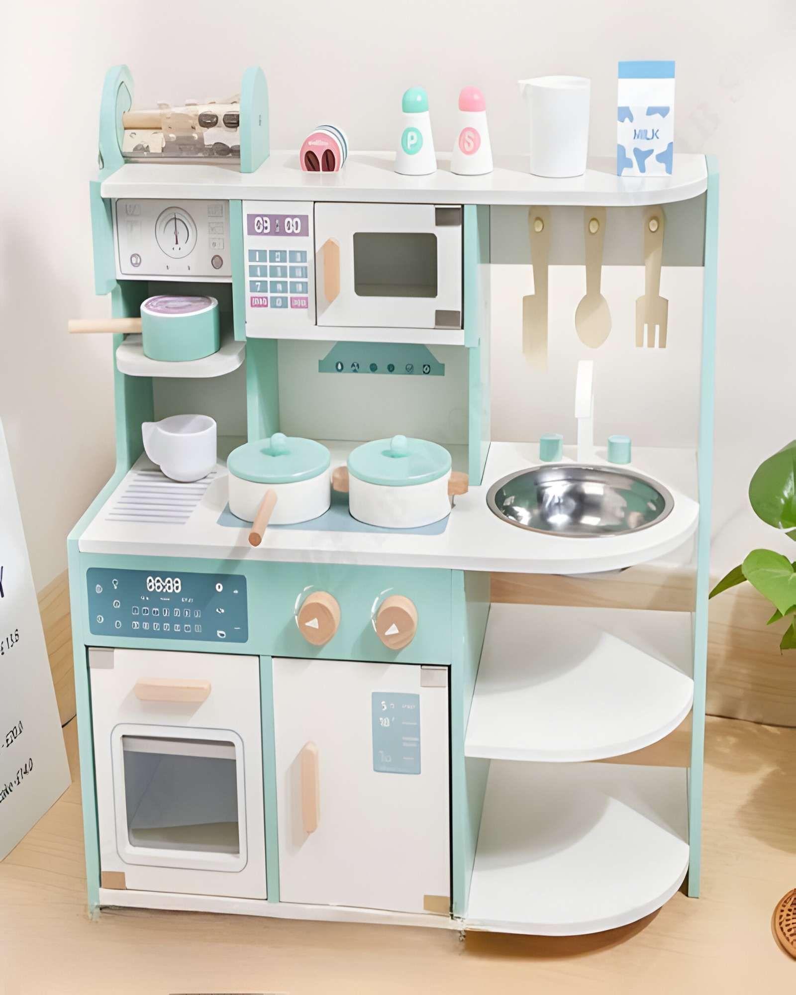 COCINA INFANTIL DE MADERA VERDE MENTA-3