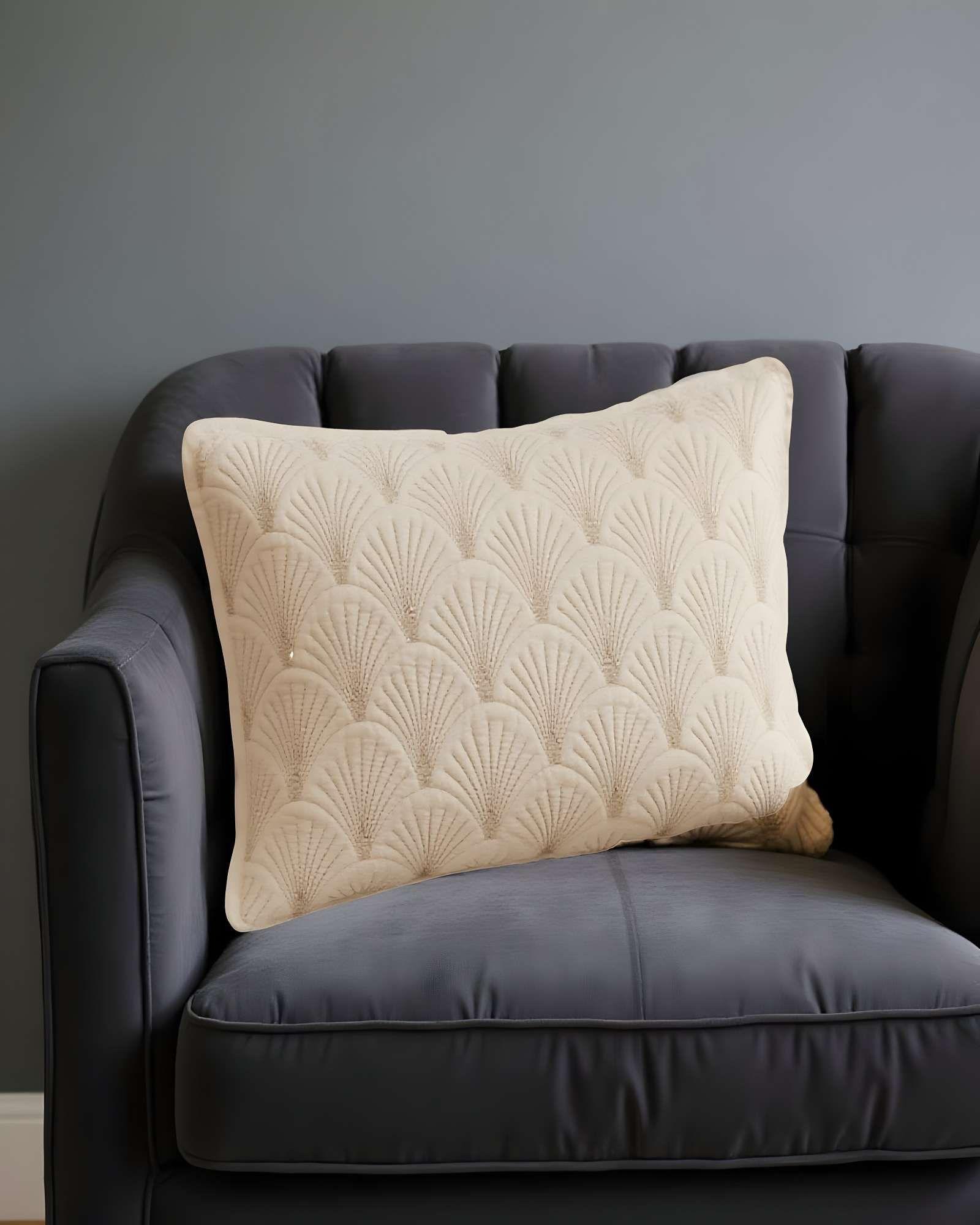 SET DE 4 FUNDAS DE COJIN SERIE ABANICO 30X50 CM BEIGE-3