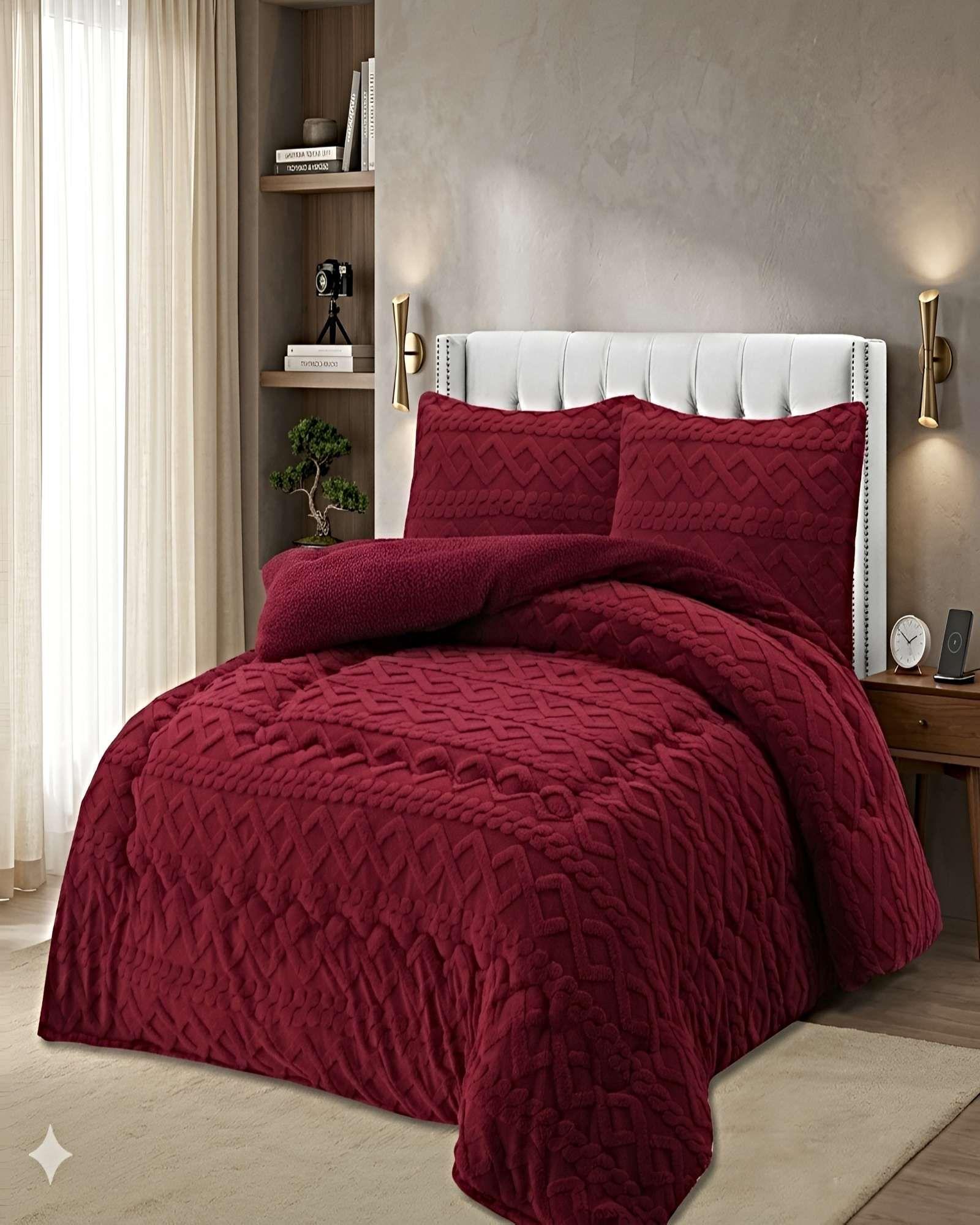 SET COBERTOR DE INVIERNO CON TEXTURA 1.5 PLAZA 180X200CM P BURDEO-3