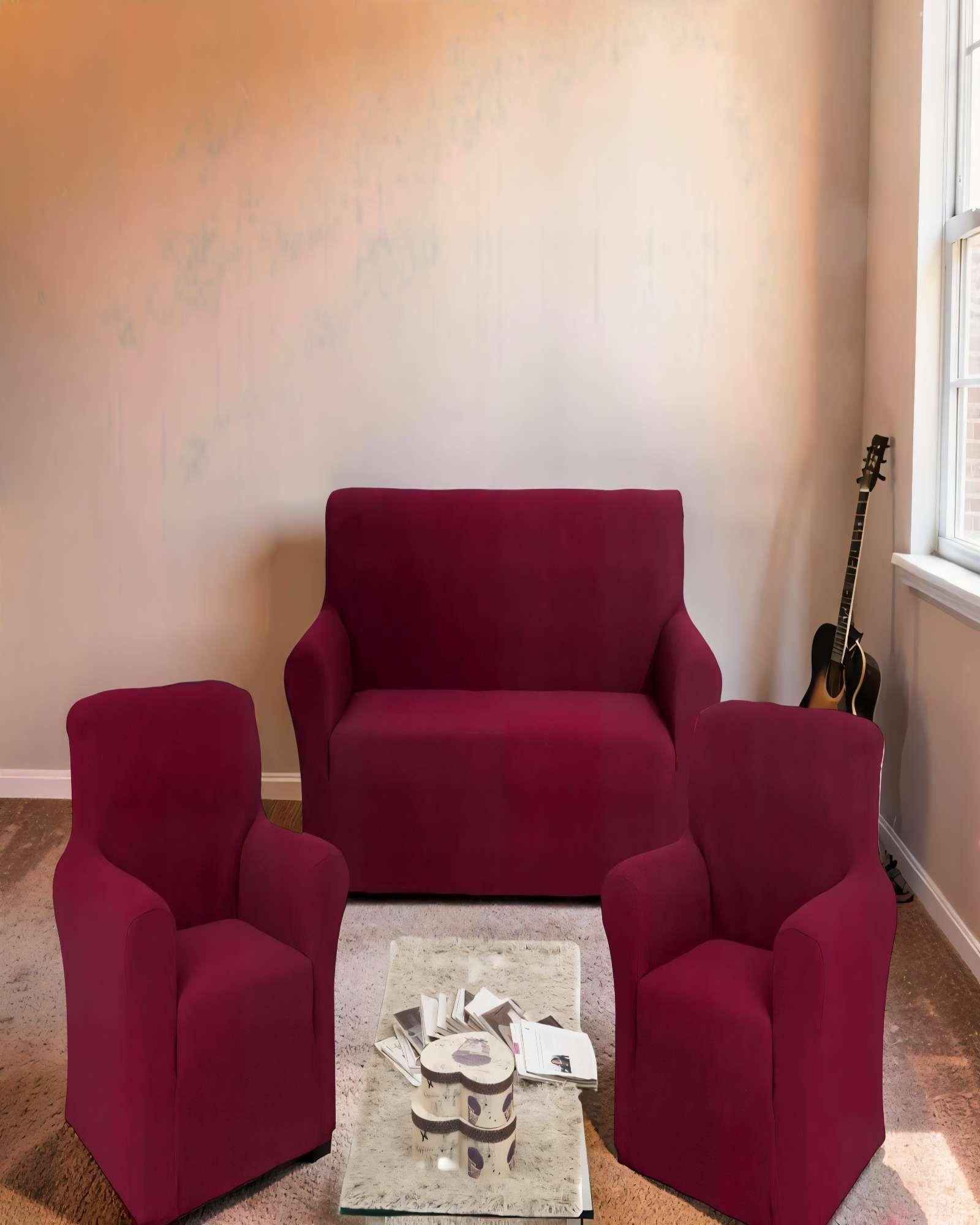 PACK DE FUNDAS DE SOFA CUADRILLE 3+1+1 COLOR BURDEO-3