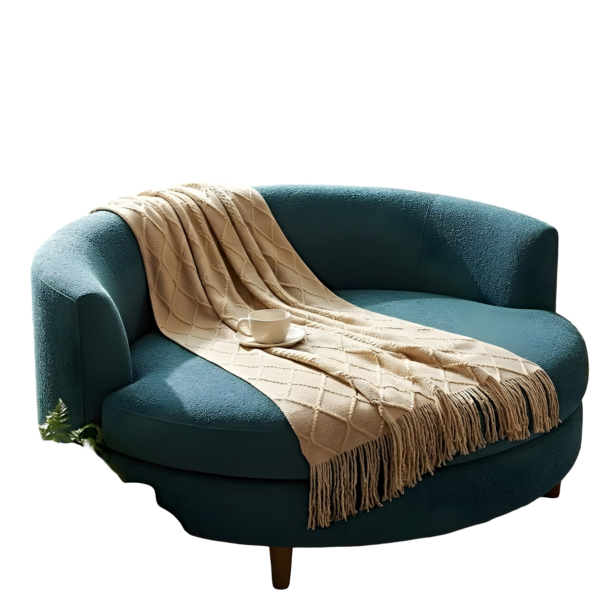 Manta con Flecos 127x152 cm Beige-0