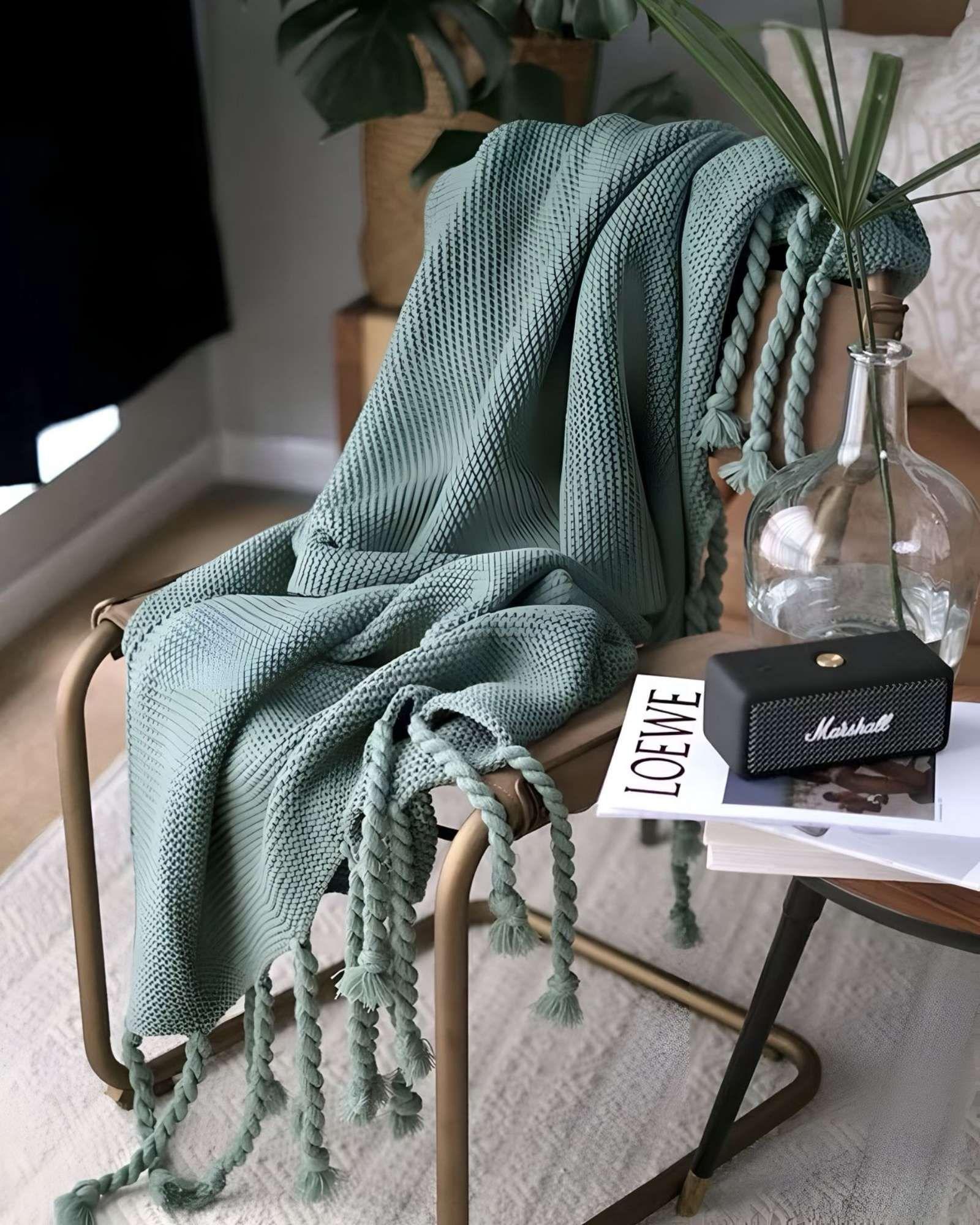 MANTA DECORATIVA MODELO CHENILLE CON FLECOS DE SOGA PARA CAMA O SOFA M4-3