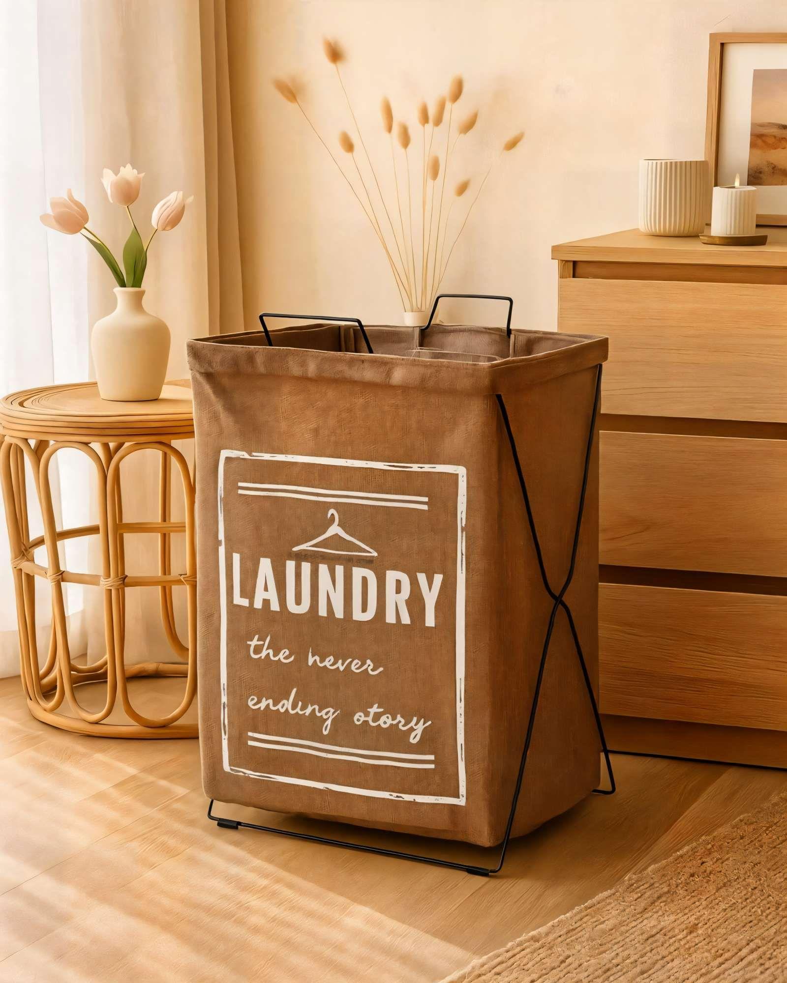 CESTA DE ROPA 36CMX59CM COLOR CAFÉ -2