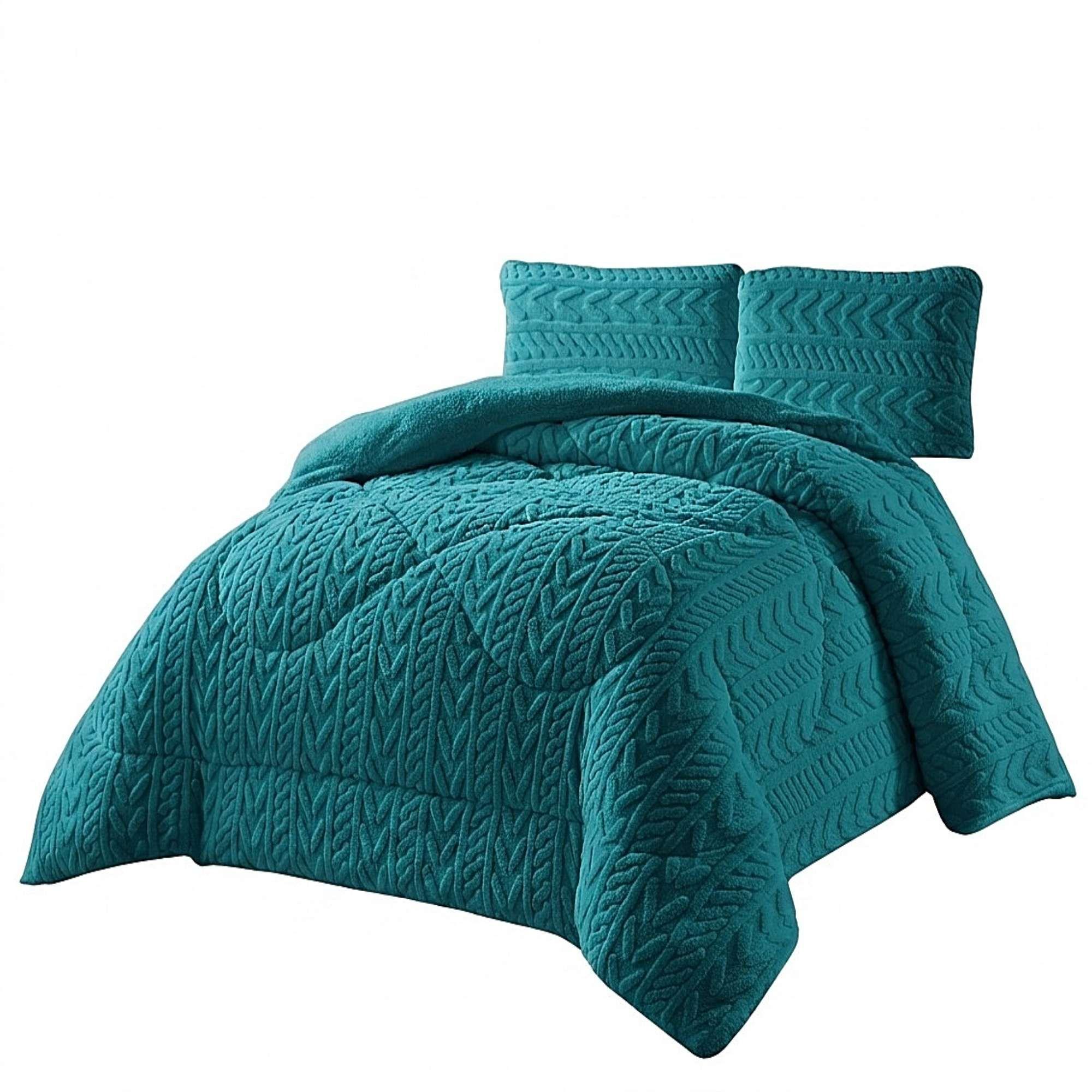 COBERTOR SHERPA TEXTURIZADO RM 2 PLAZAS TURQUESA-3