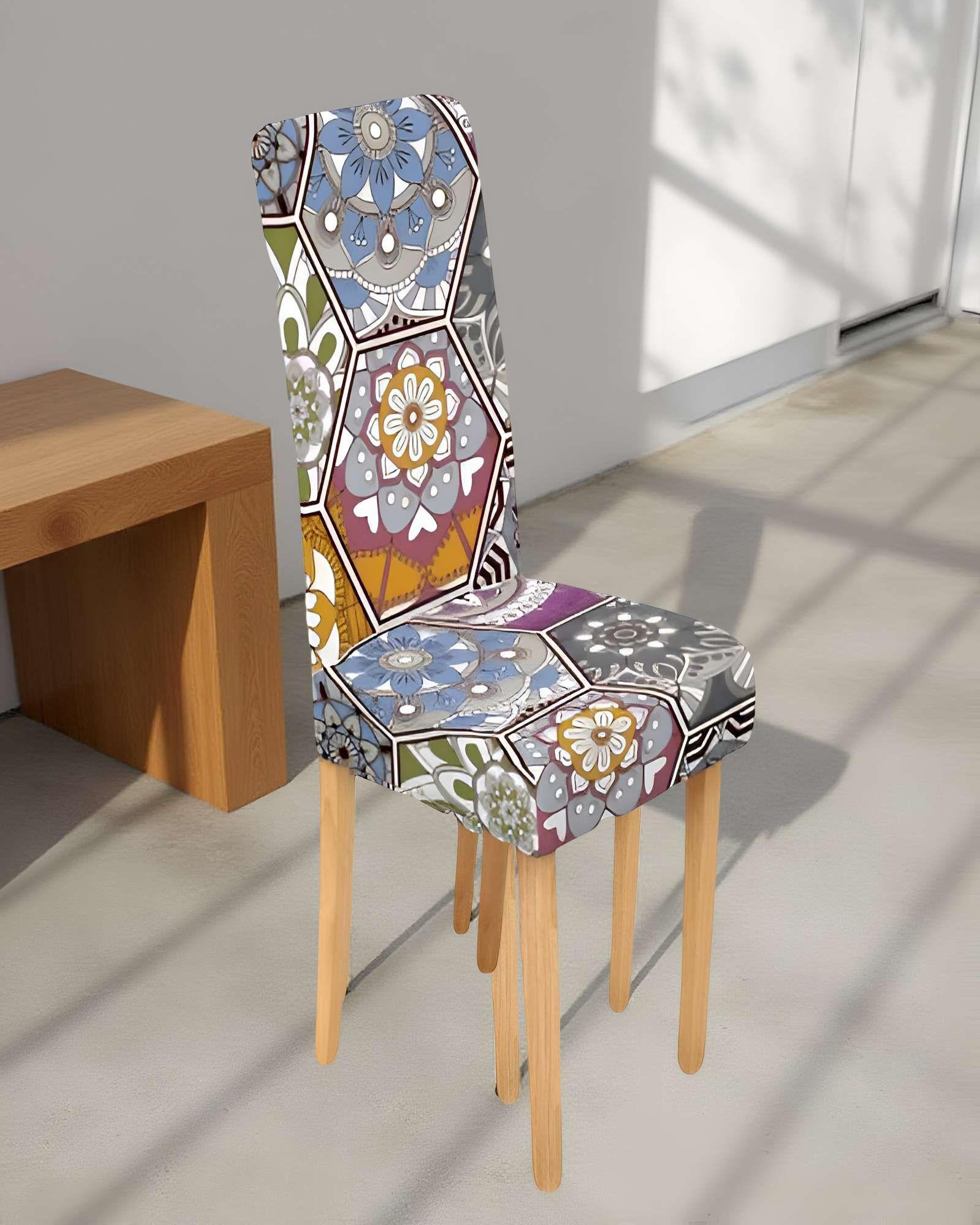 SET DE 6 FUNDAS DE SILLA ELASTICADAS CON DISEÑO ESTAMPADO F3-2