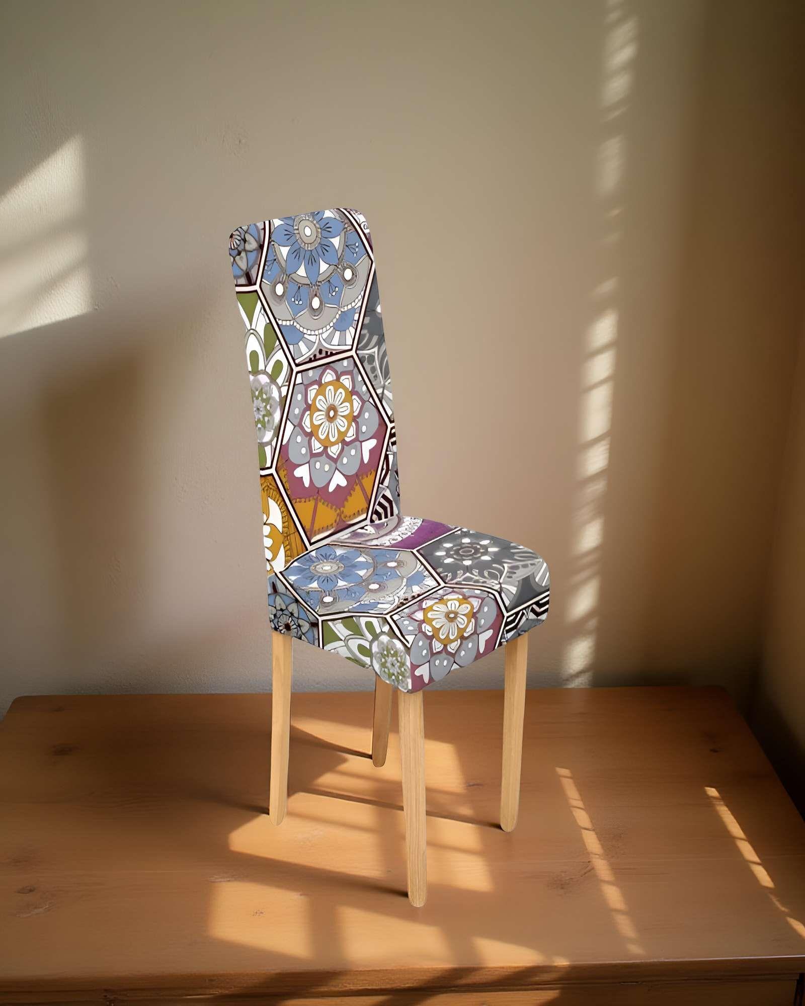 SET DE 6 FUNDAS DE SILLA ELASTICADAS CON DISEÑO ESTAMPADO F3-3