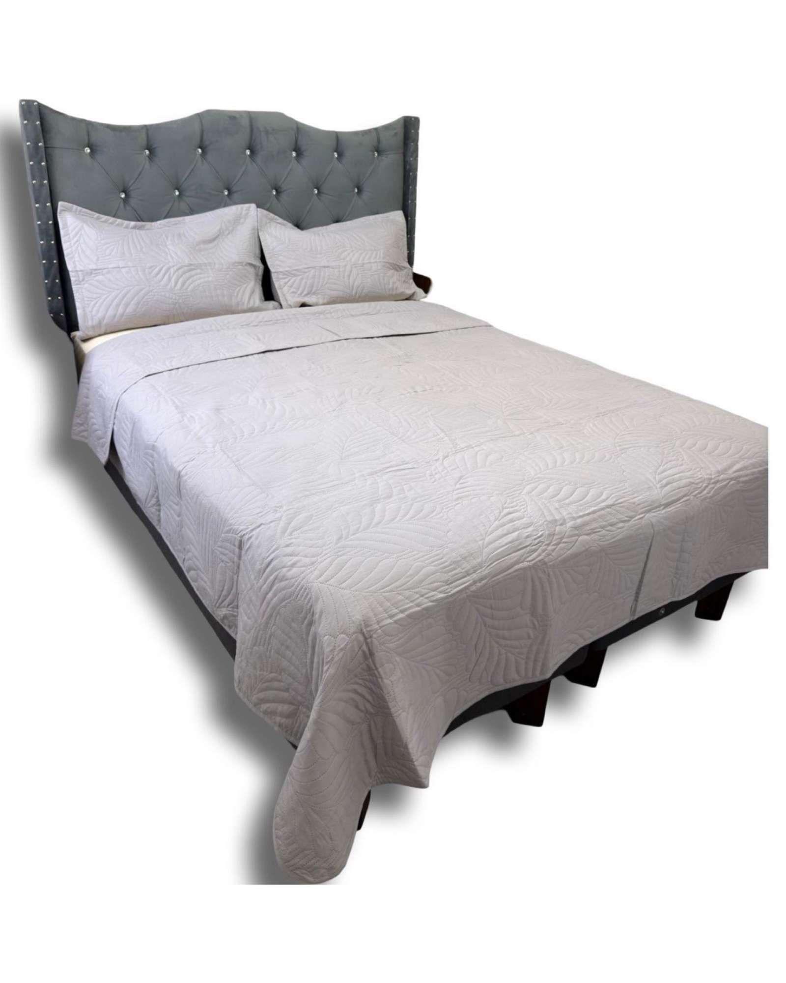 QUILT COLCHA DE LUJO VERANO KING GRIS-2