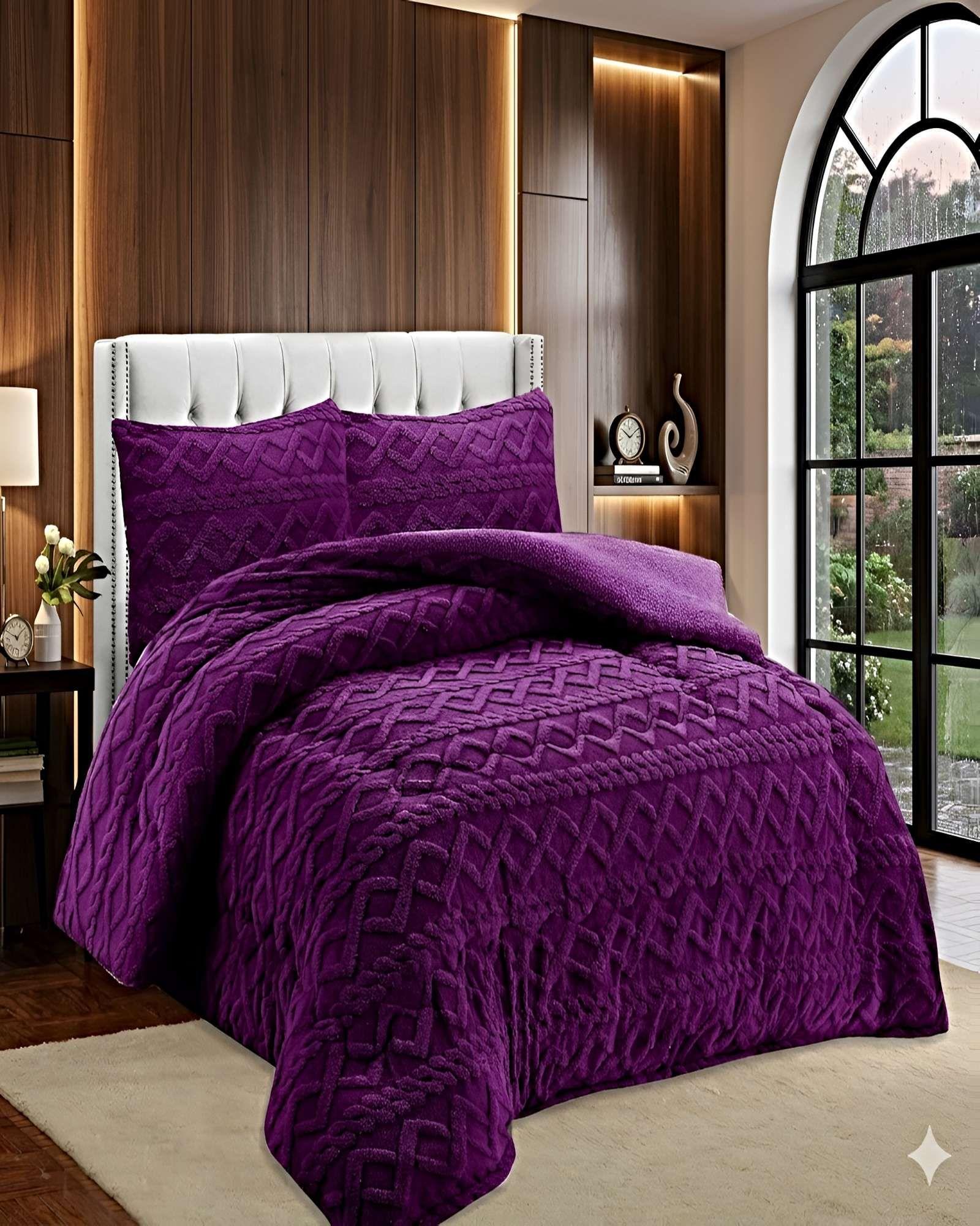 SET COBERTOR DE INVIERNO CON TEXTURA KING 250X270CM VIOLETA-2