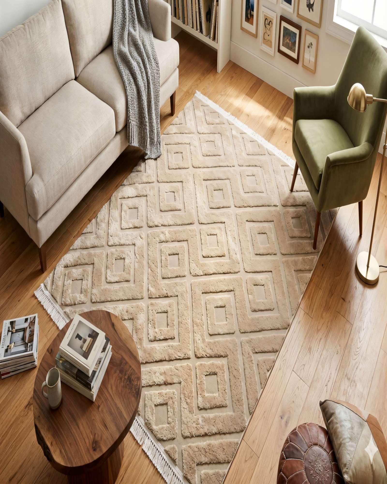 ALFOMBRA 200 X 240 JACQUARD DECORATIVA COLOR BEIGE 3-3