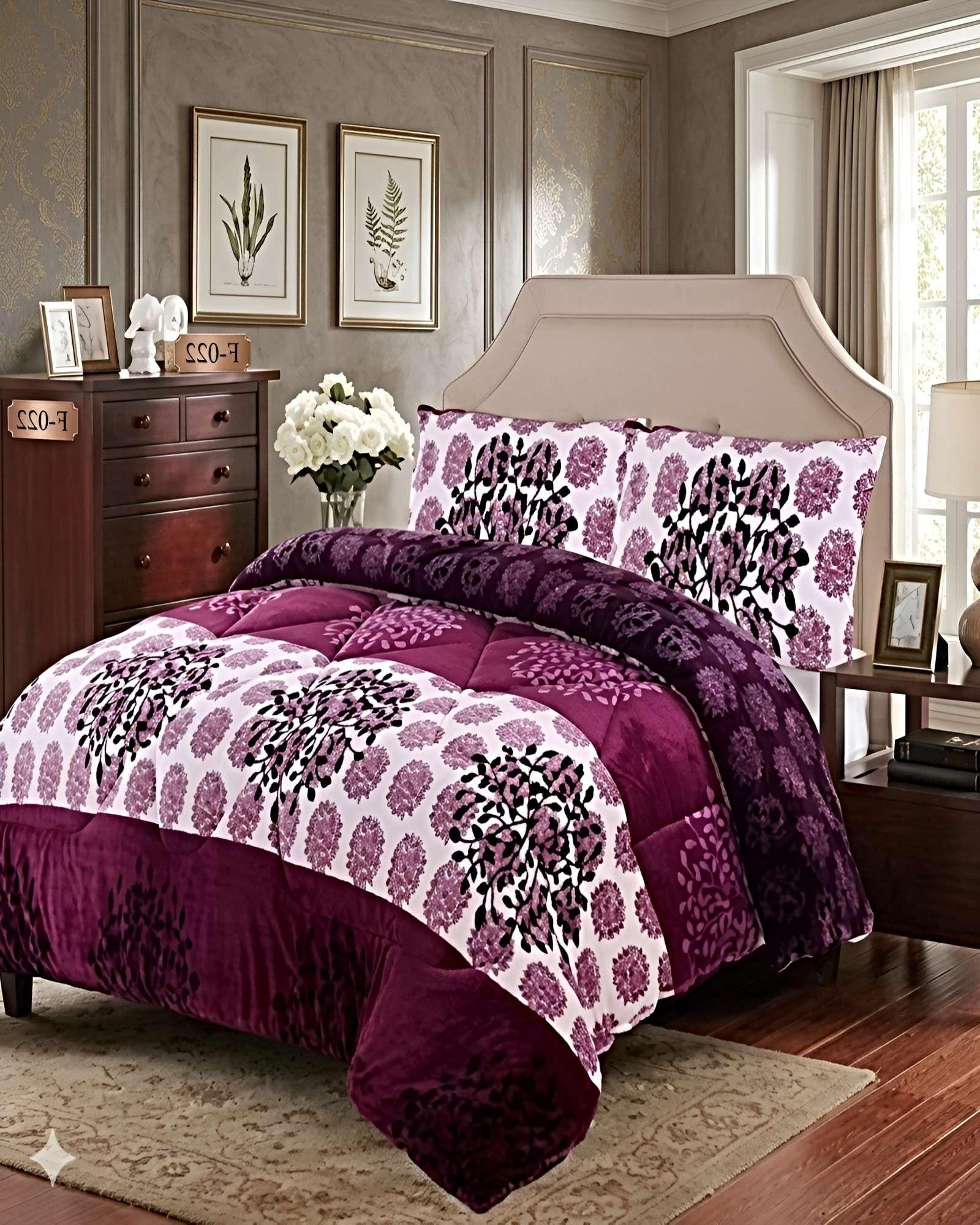 SET COBERTOR DE INVIERNO PLUSH 1.5 PLAZA 180X200CM ROSA-2