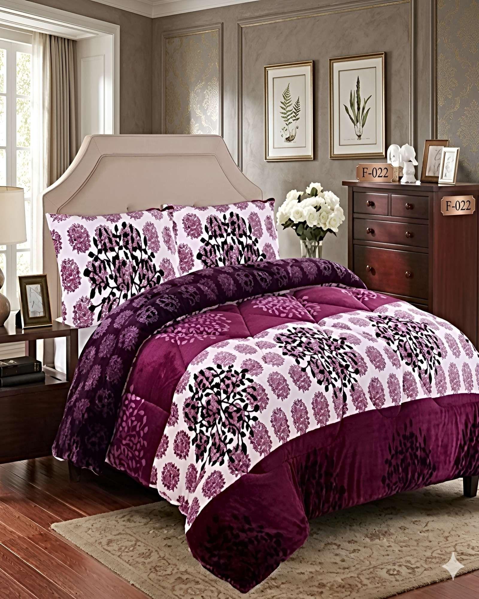 SET COBERTOR DE INVIERNO PLUSH 1.5 PLAZA 180X200CM ROSA-3