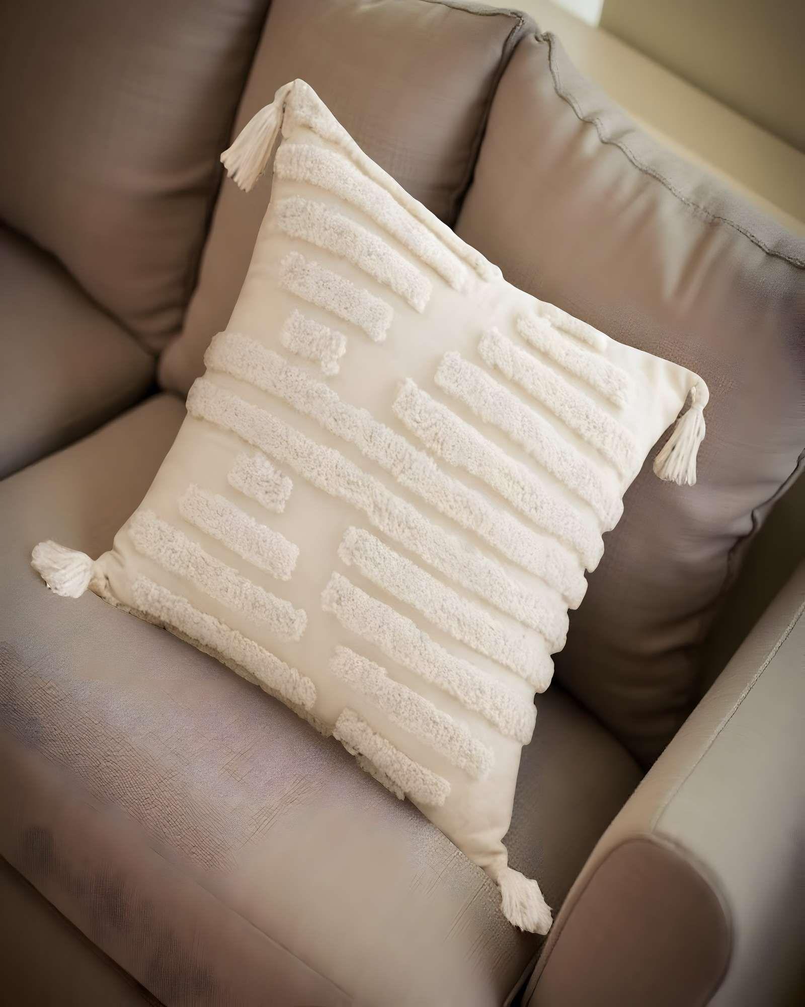 SET DE 4 FUNDAS DE COJIN TUFTING 45X45 CM BEIGE 03-3