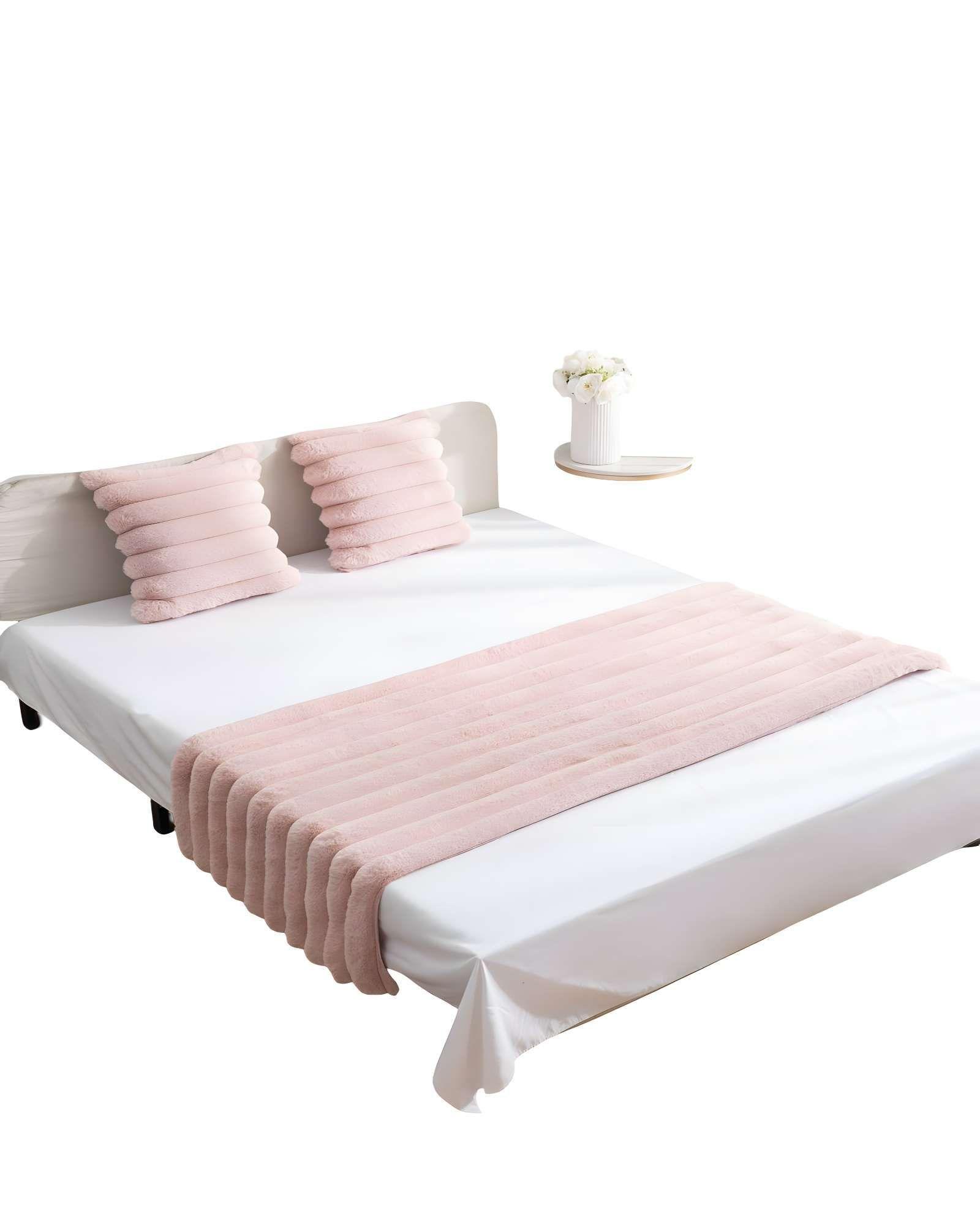 JUEGO DE PIECERA CON DOS FUNDAS DE COJIN MODELO LINEAL 2 PLAZAS ROSA-1